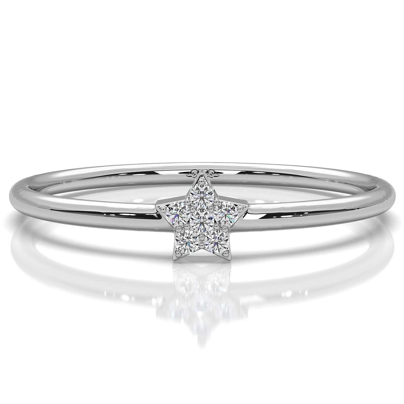 Minimalist Cluster Star Round Lab Diamond Fashionable Ring 0.02ctw.