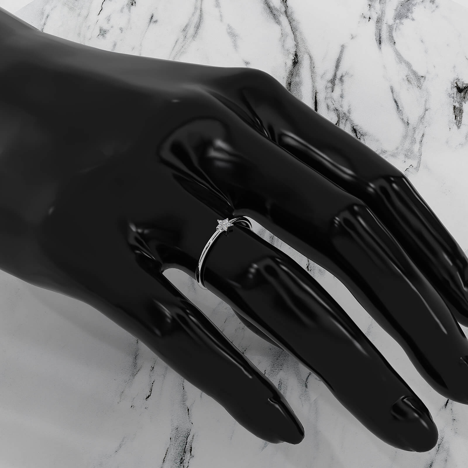 Minimalist Cluster Star Round Lab Diamond Fashionable Ring 0.02ctw.