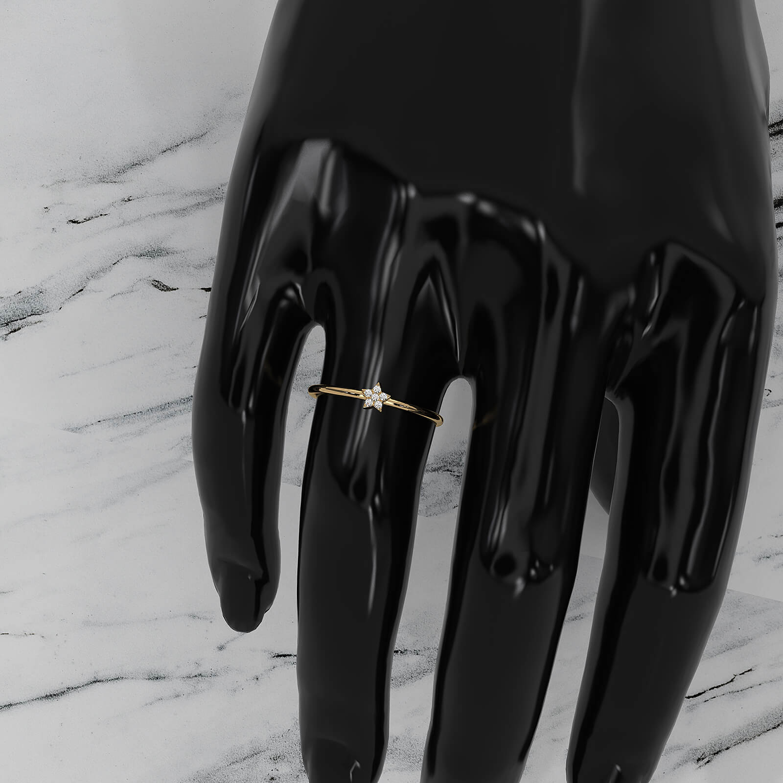 Minimalist Cluster Star Round Lab Diamond Fashionable Ring 0.02ctw.