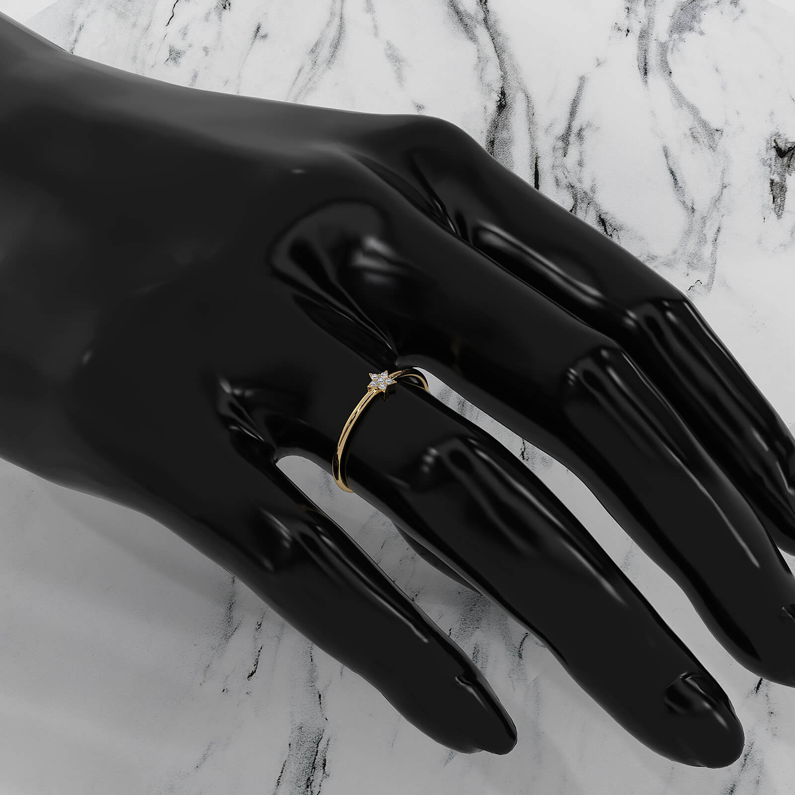 Minimalist Cluster Star Round Lab Diamond Fashionable Ring 0.02ctw.