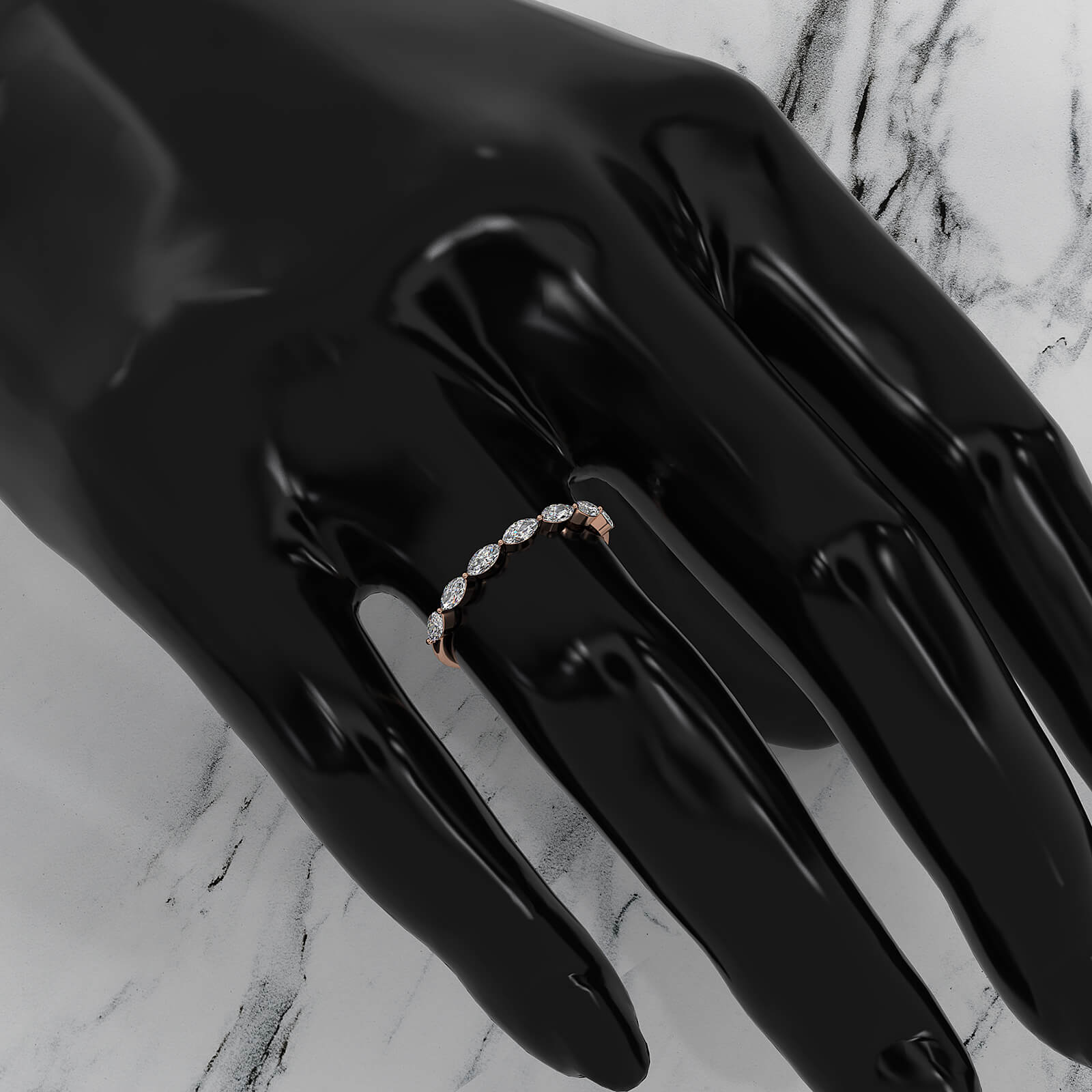 Stackable Marquise Lab Diamond Fashionable Anniversary Ring 0.54ctw.