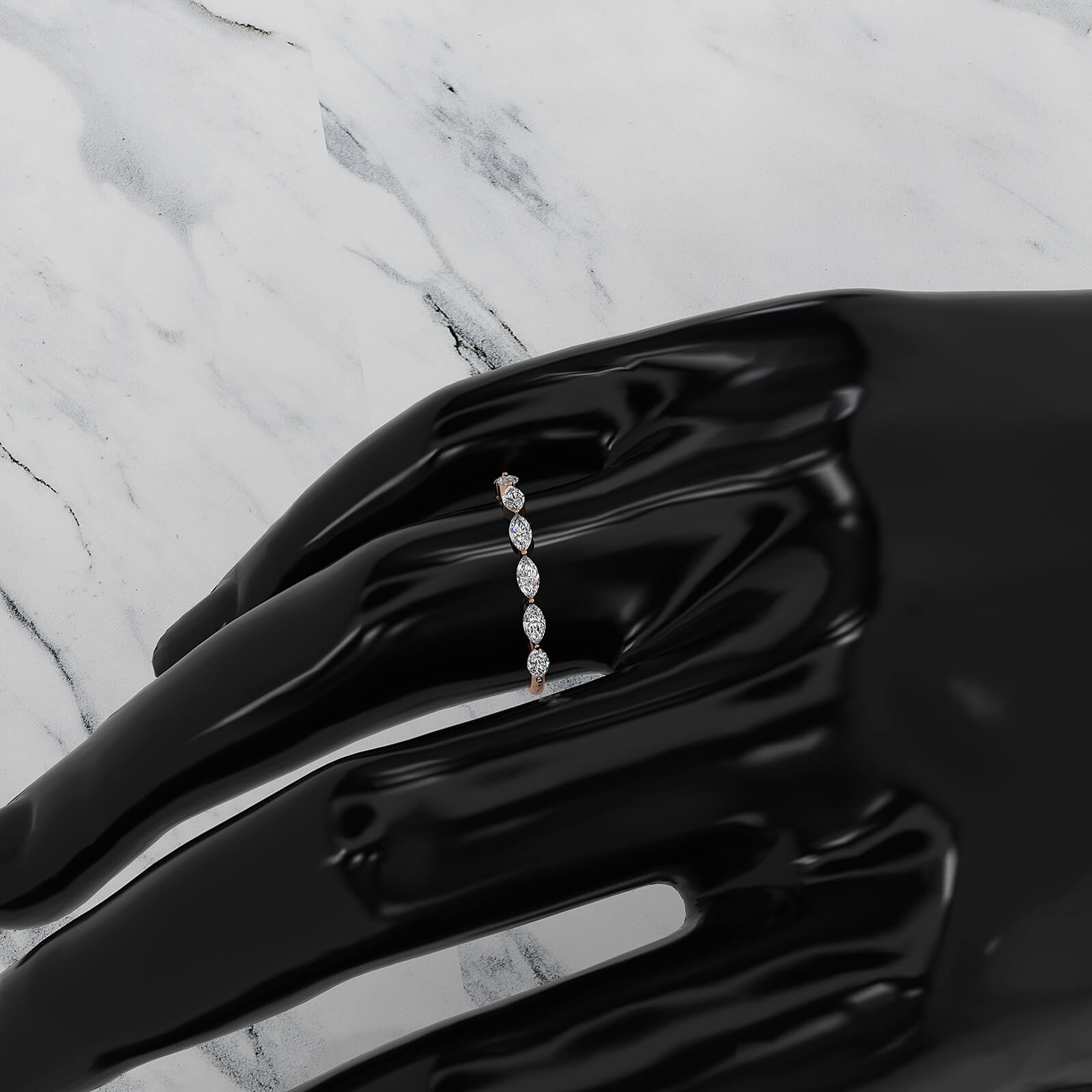 Stackable Marquise Lab Diamond Fashionable Anniversary Ring 0.54ctw.