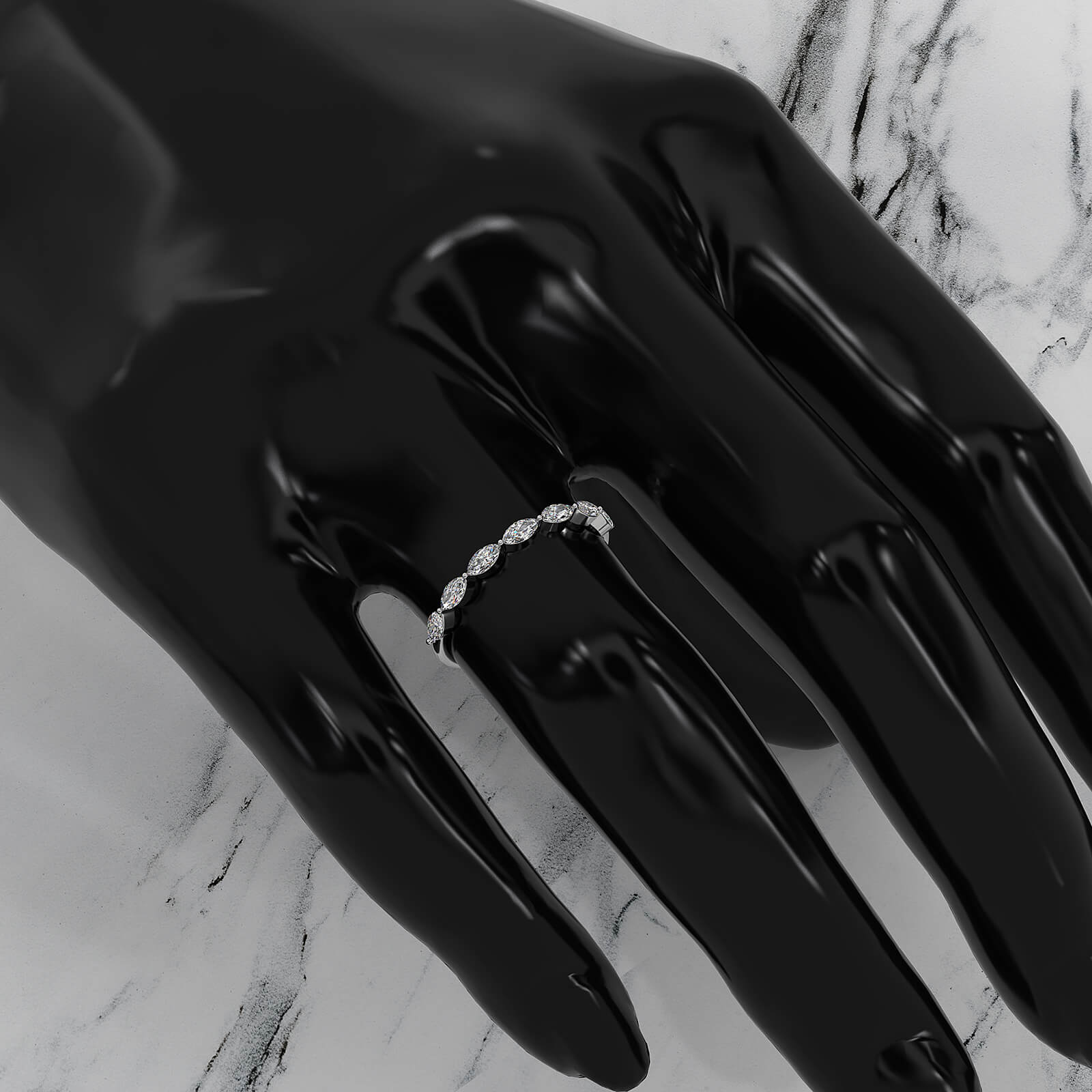 Stackable Marquise Lab Diamond Fashionable Anniversary Ring 0.54ctw.