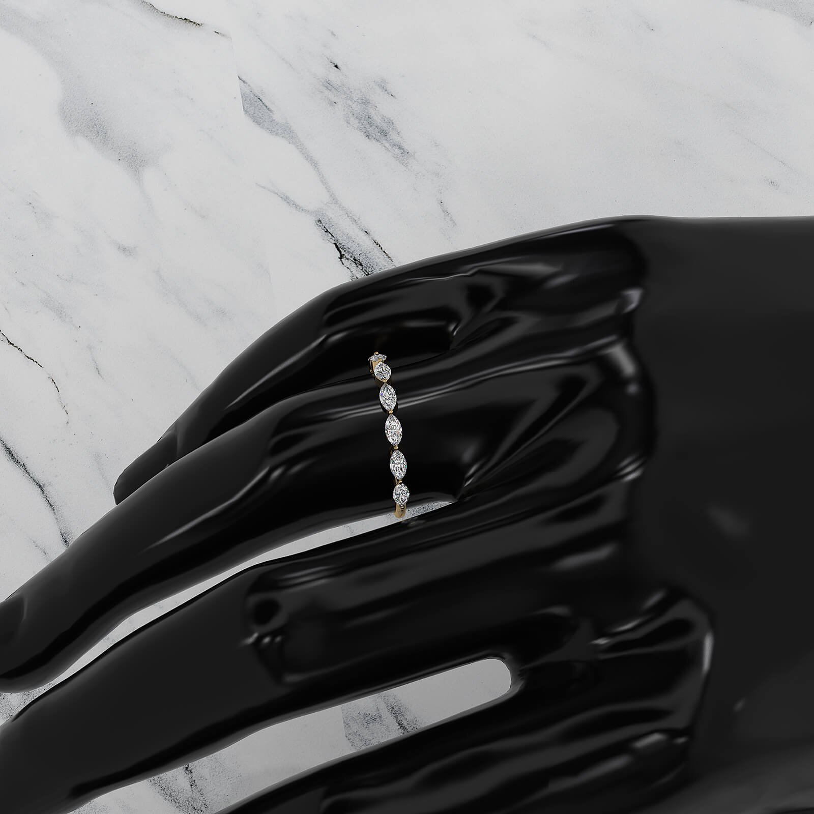 Stackable Marquise Lab Diamond Fashionable Anniversary Ring 0.54ctw.