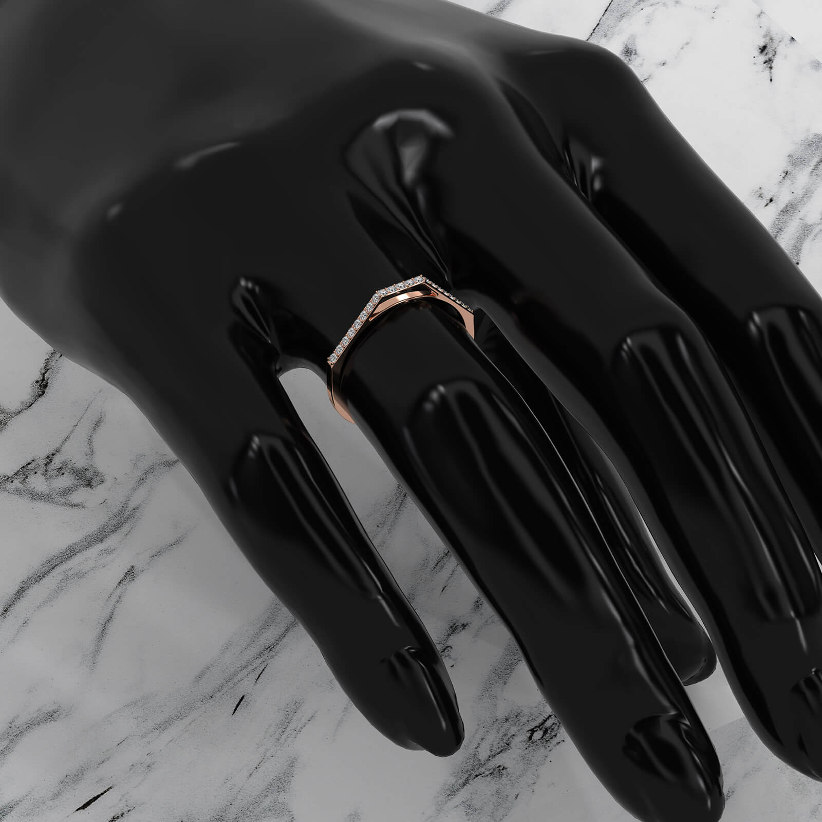 Slim Minimalist Stackable Geo Round Lab Diamond Fashionable Ring 0.14ctw.