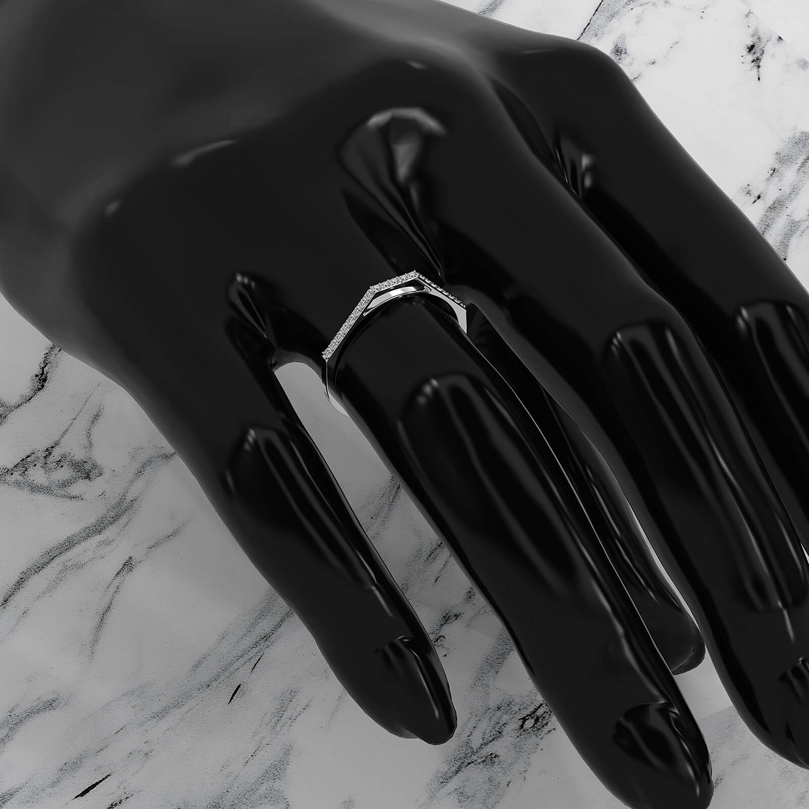 Slim Minimalist Stackable Geo Round Lab Diamond Fashionable Ring 0.14ctw.