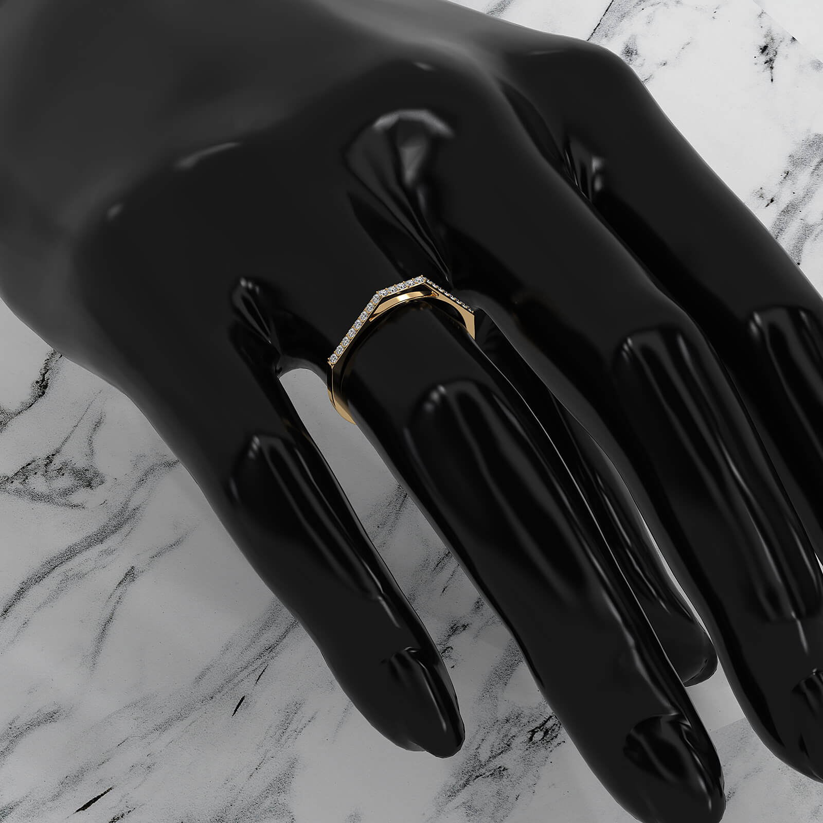 Slim Minimalist Stackable Geo Round Lab Diamond Fashionable Ring 0.14ctw.