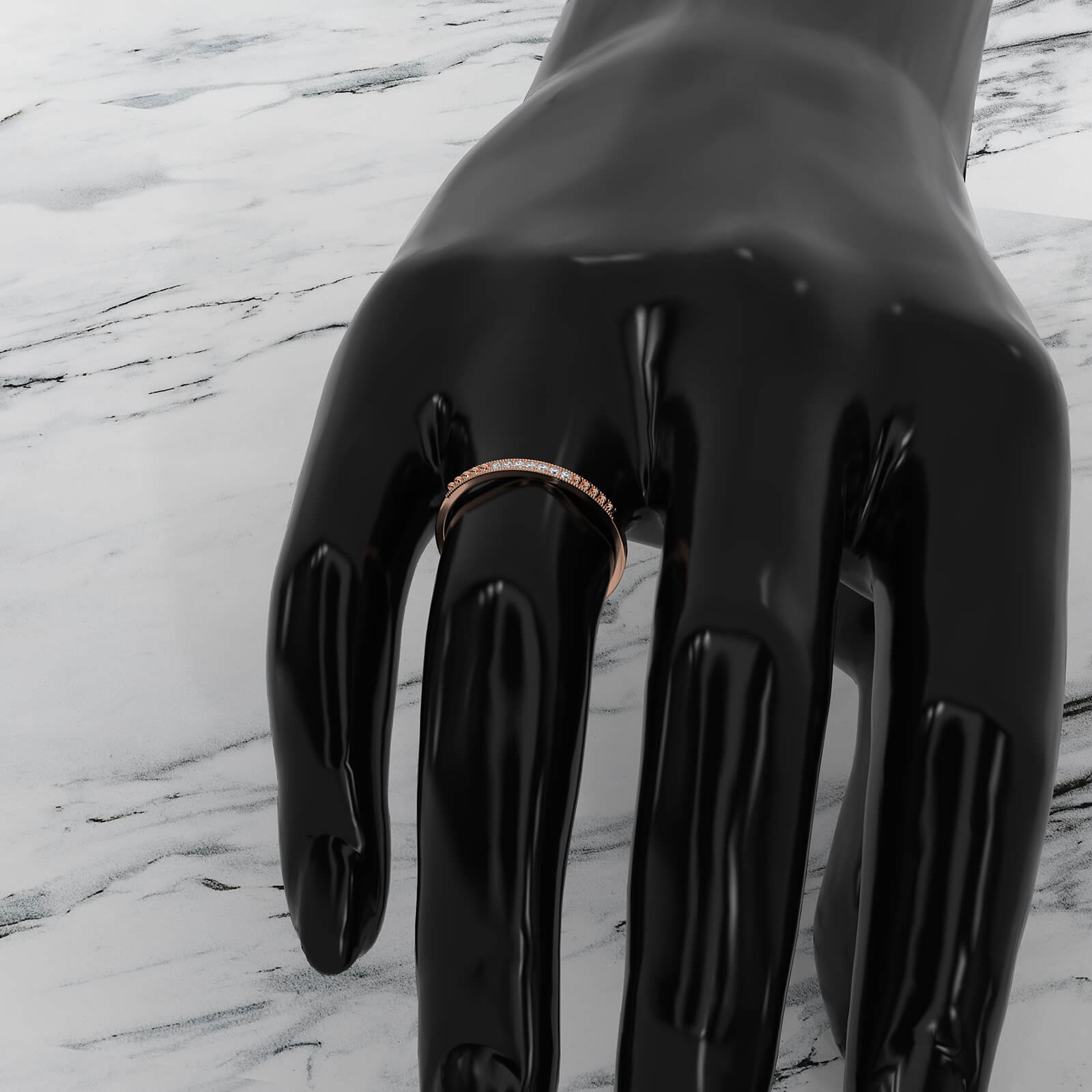 Delicate Petite Milgrain Edge Round Lab Diamond Anniversary Ring 0.04ctw.