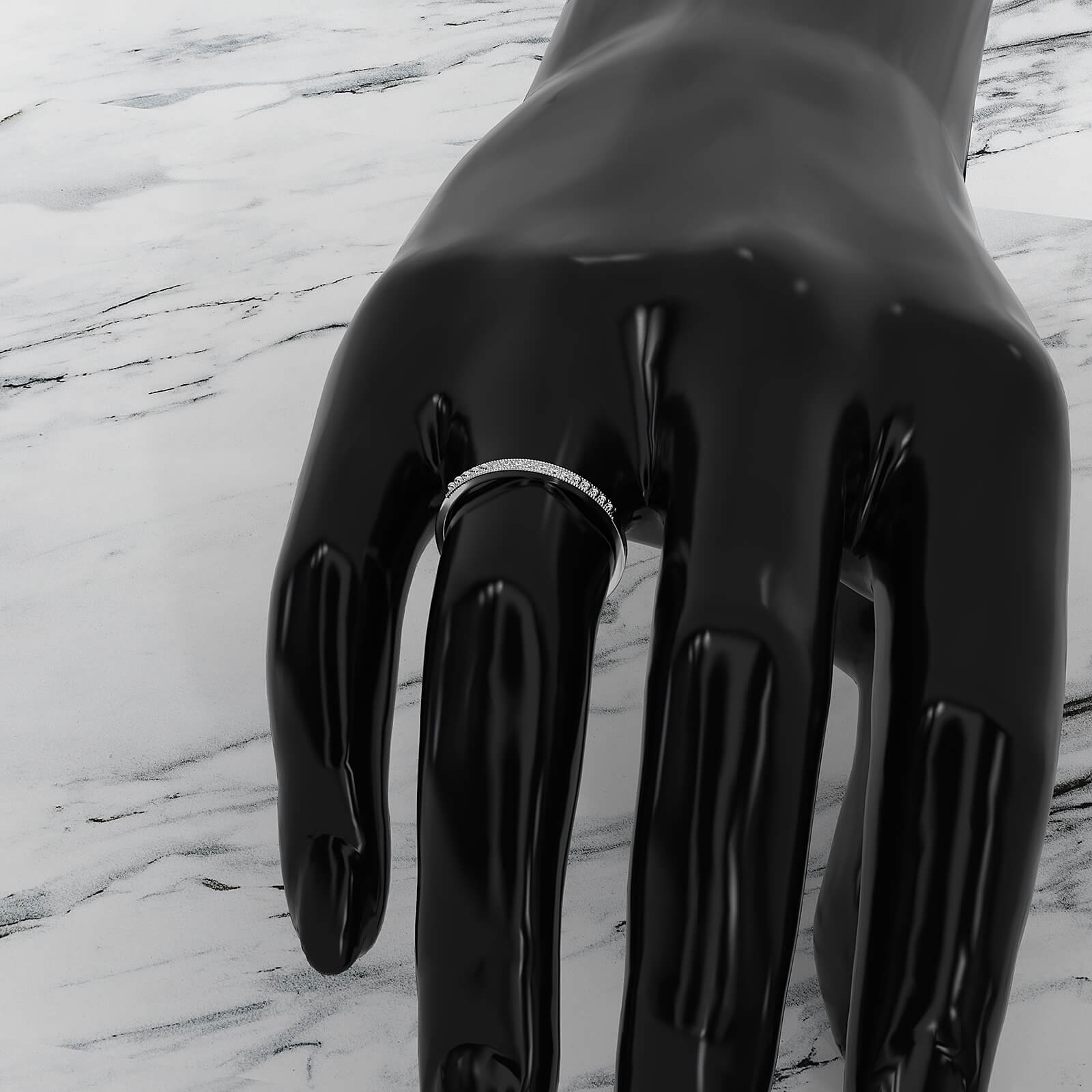 Delicate Petite Milgrain Edge Round Lab Diamond Anniversary Ring 0.04ctw.