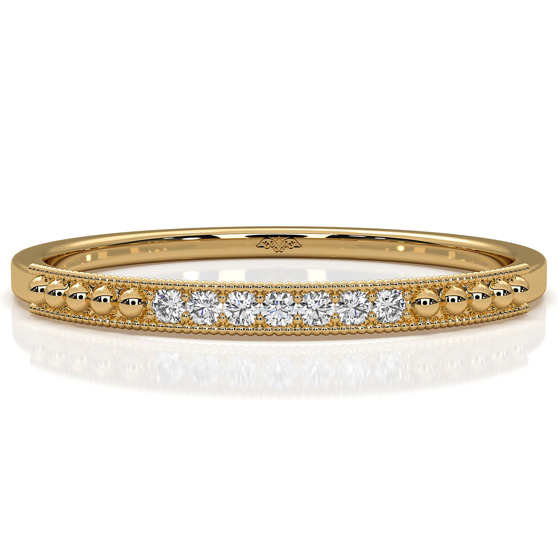 Delicate Petite Milgrain Edge Round Lab Diamond Anniversary Ring 0.04ctw.