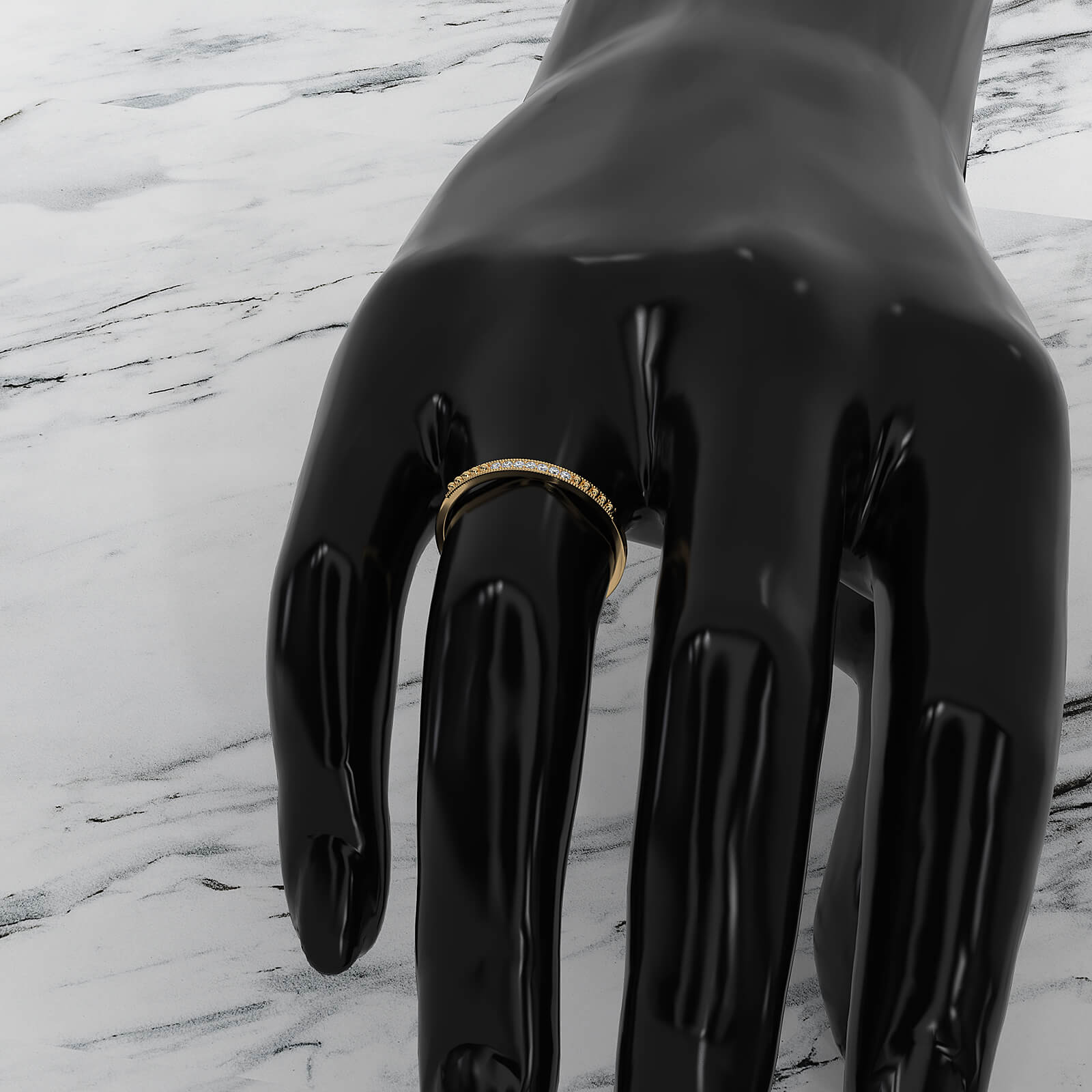 Delicate Petite Milgrain Edge Round Lab Diamond Anniversary Ring 0.04ctw.