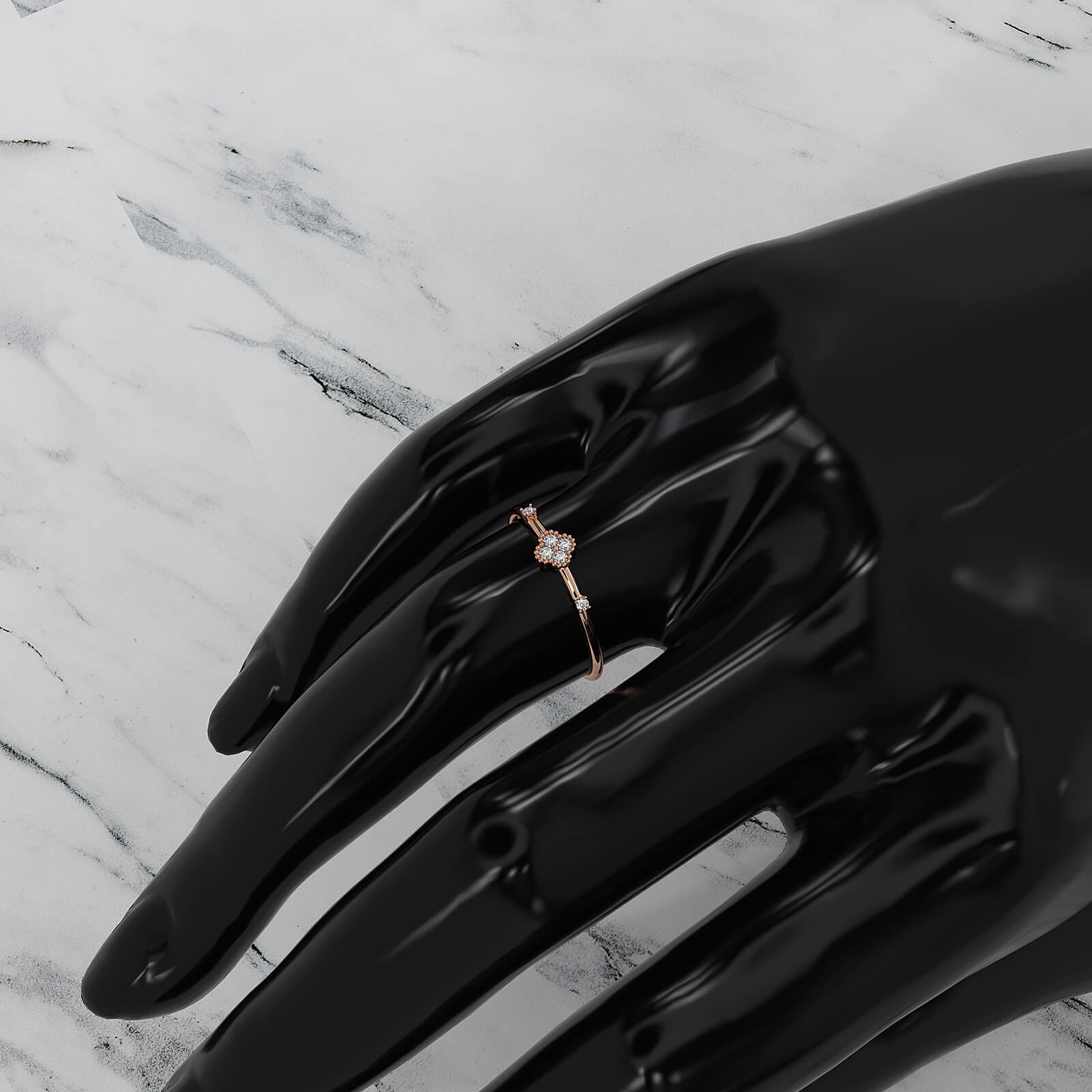 Petite Milgrain Minimalist Round Lab Diamond Fashion Ring 0.05ctw.