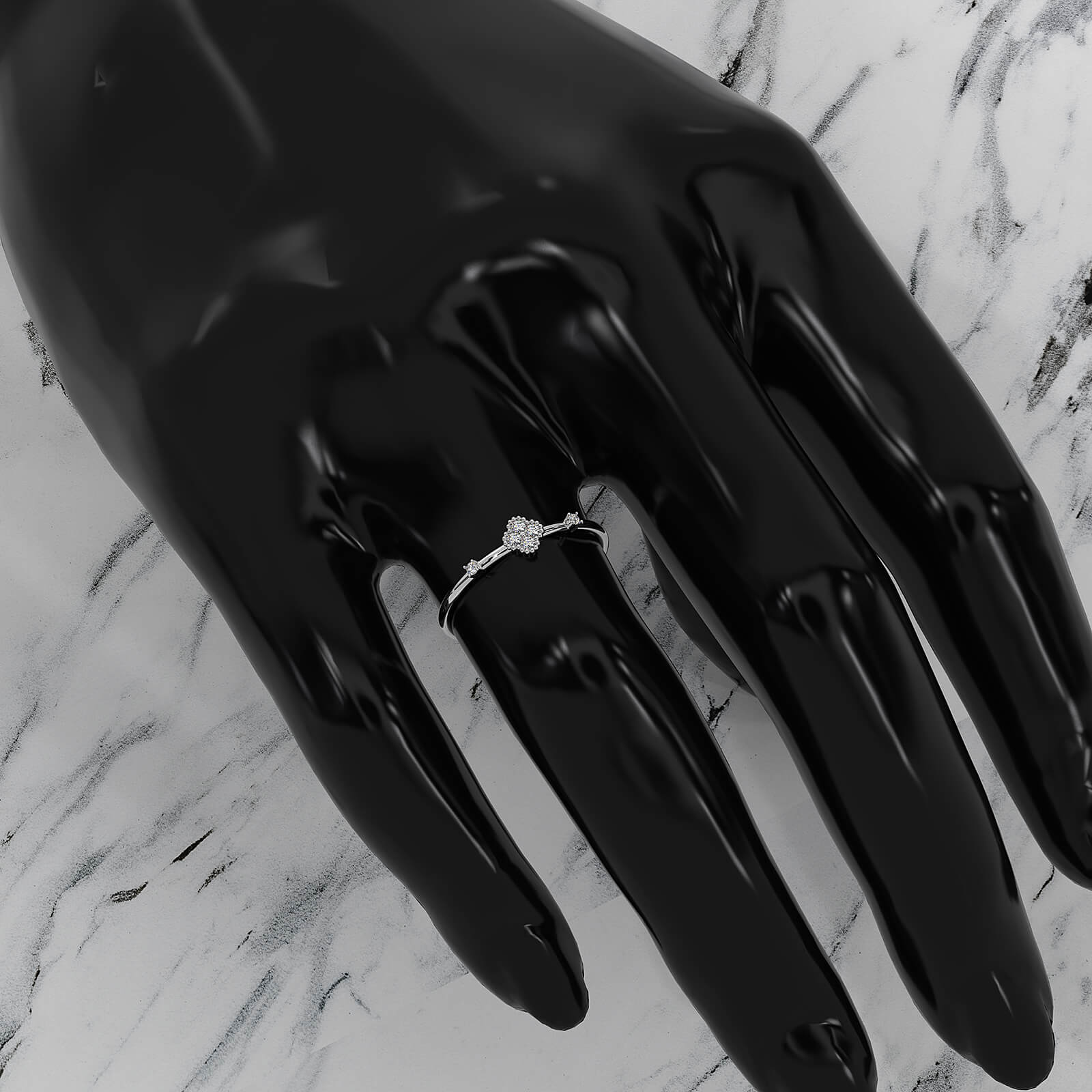 Petite Milgrain Minimalist Round Lab Diamond Fashion Ring 0.05ctw.