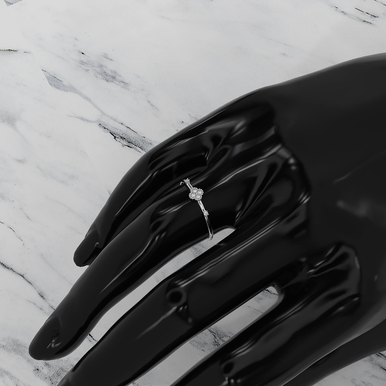 Petite Milgrain Minimalist Round Lab Diamond Fashion Ring 0.05ctw.