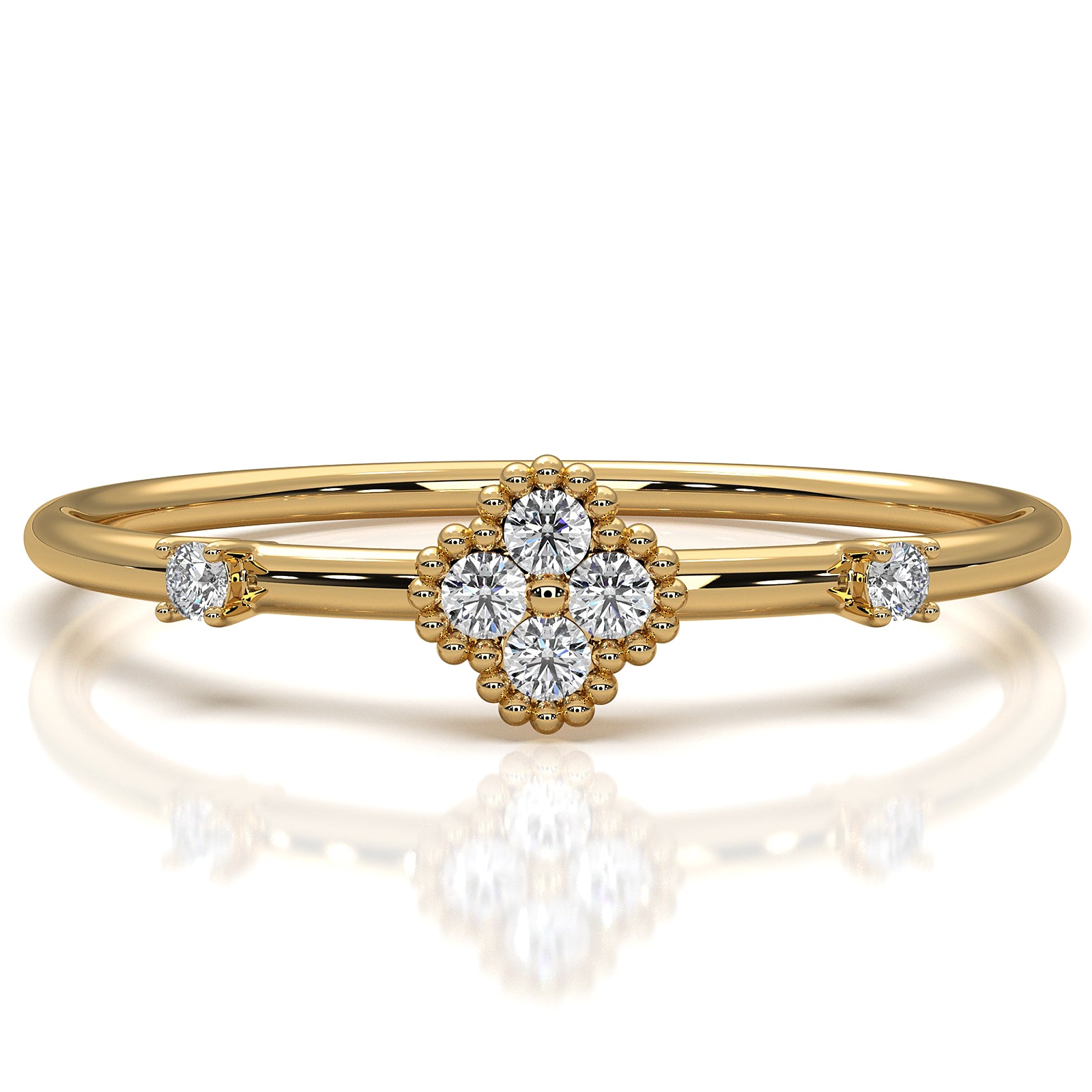 Petite Milgrain Minimalist Round Lab Diamond Fashion Ring 0.05ctw.