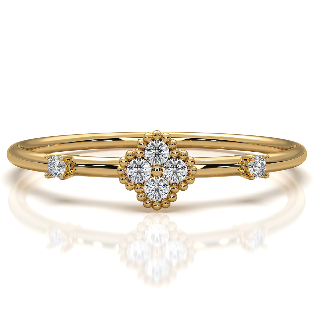 Petite Milgrain Minimalist Round Lab Diamond Fashion Ring 0.05ctw.