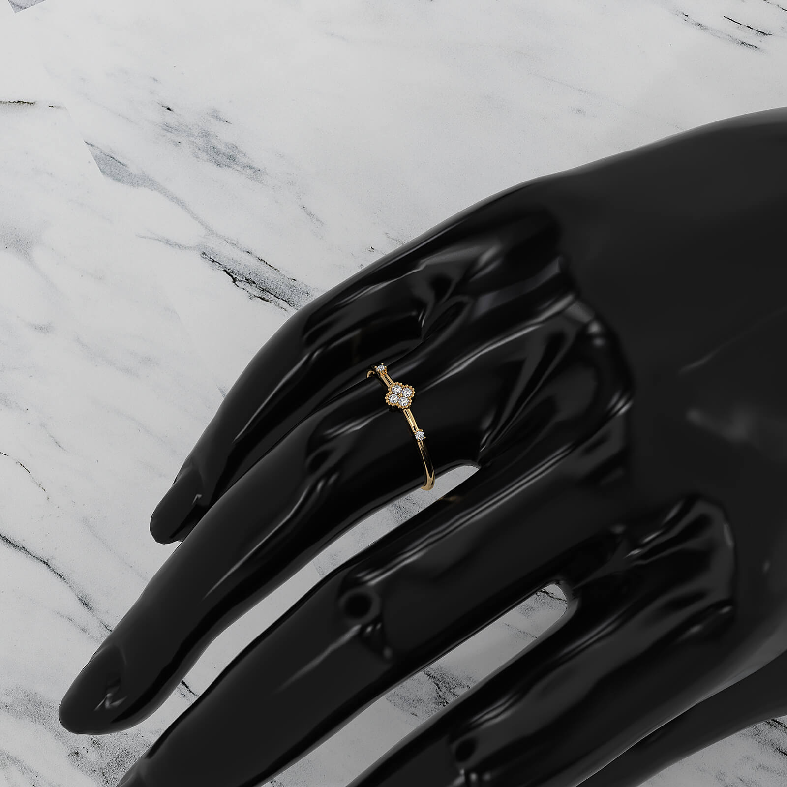 Petite Milgrain Minimalist Round Lab Diamond Fashion Ring 0.05ctw.