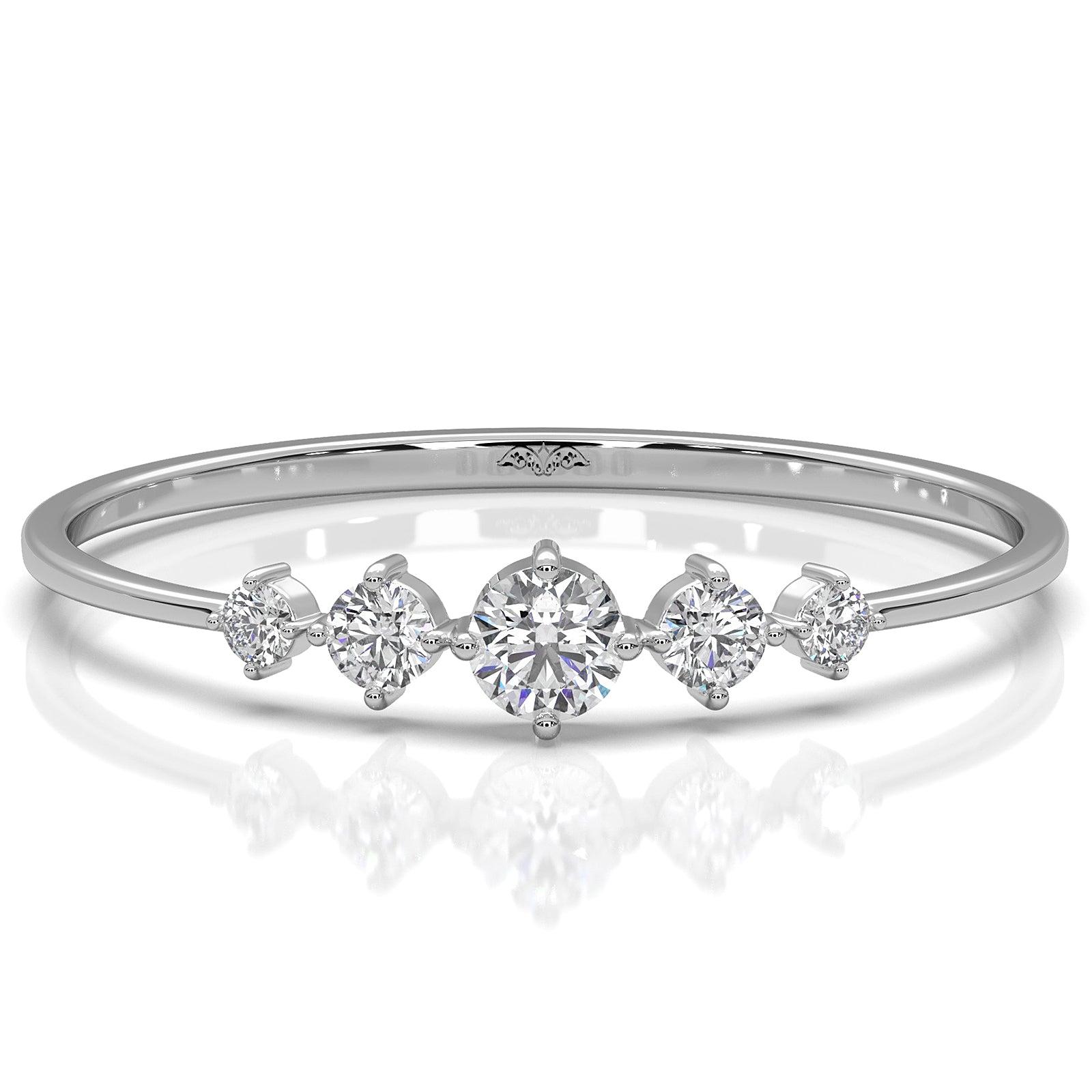 Sleek & Slim Prong Set 5 Stone Round Lab Diamond Fashion Ring  0.08ctw.