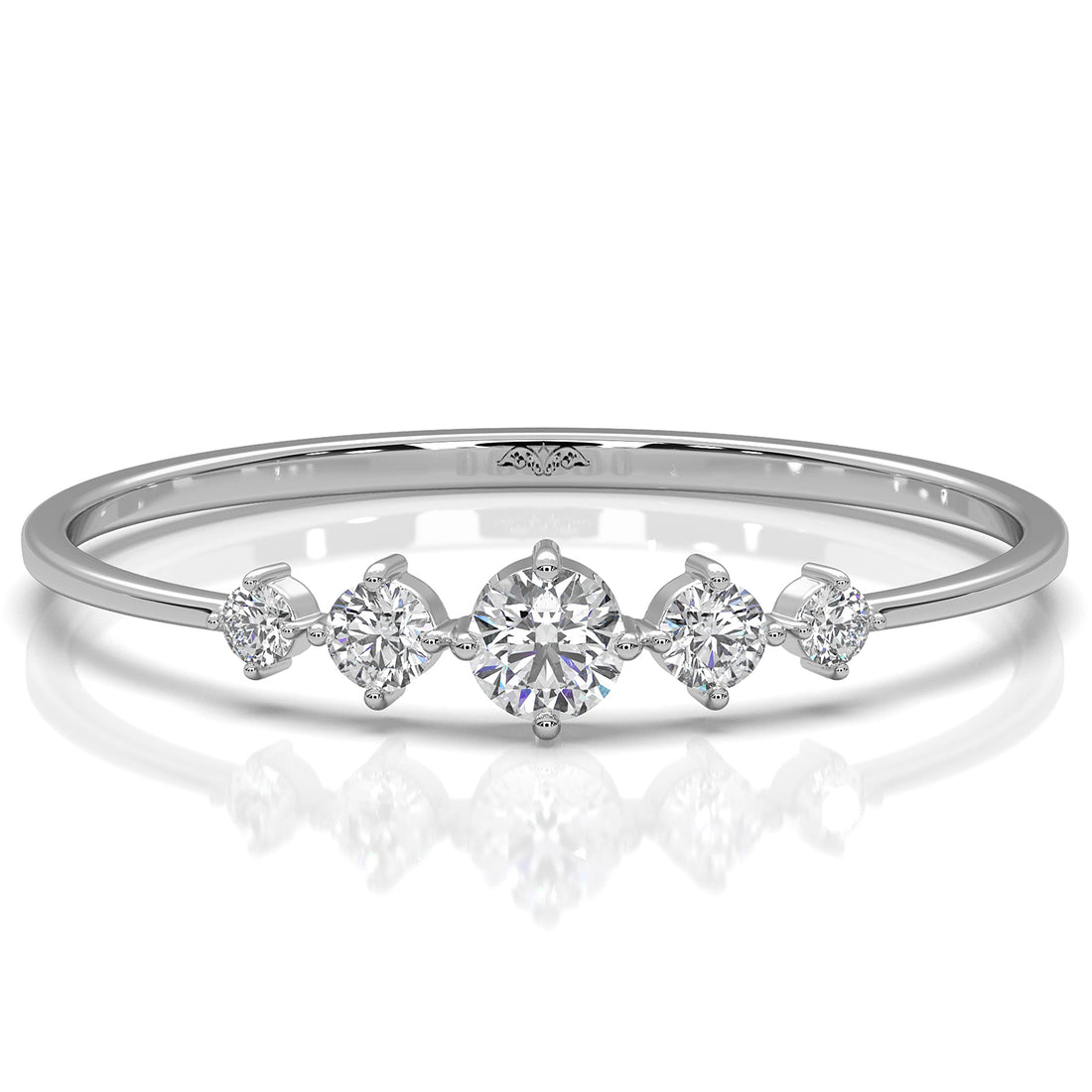 Sleek & Slim Prong Set 5 Stone Round Lab Diamond Fashion Ring  0.08ctw.