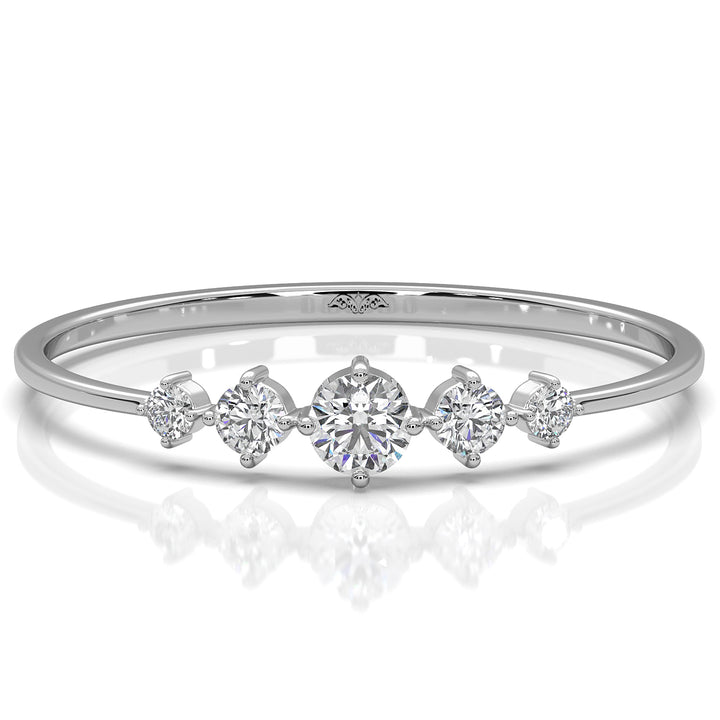 Sleek & Slim Prong Set 5 Stone Round Lab Diamond Fashion Ring  0.08ctw.