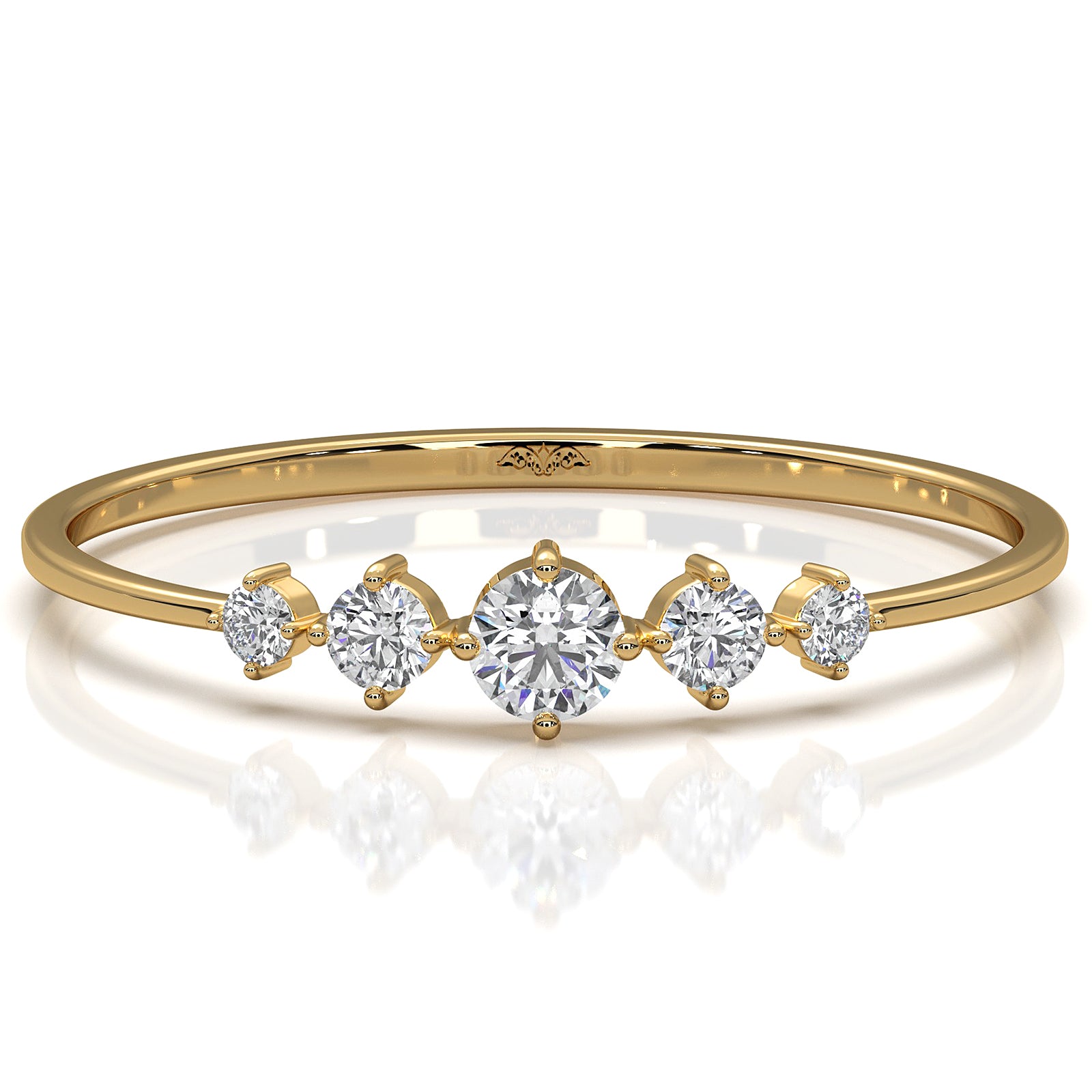 Sleek & Slim Prong Set 5 Stone Round Lab Diamond Fashion Ring  0.08ctw.