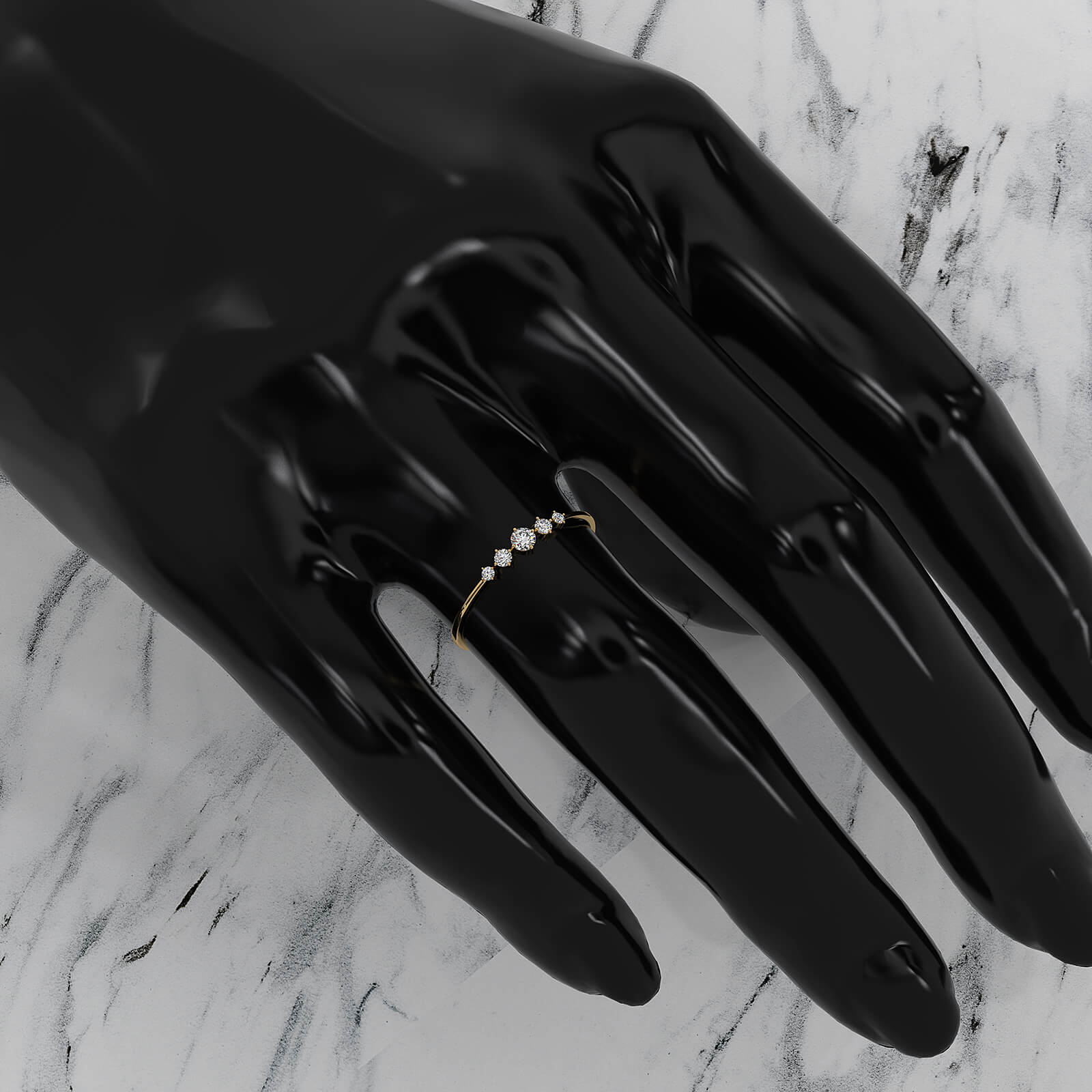 Sleek & Slim Prong Set 5 Stone Round Lab Diamond Fashion Ring  0.08ctw.