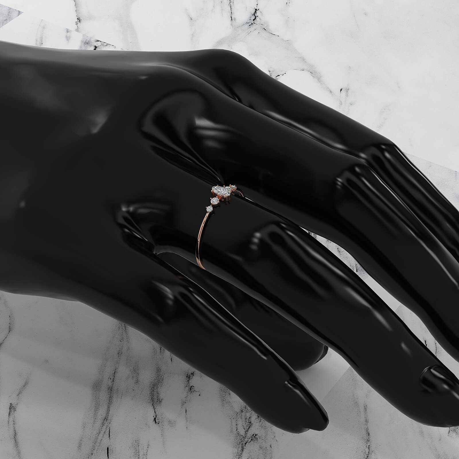 Petite Thin Minimalist 5 Stone Oval Round Lab Diamond Fashion Ring 0.17ctw.