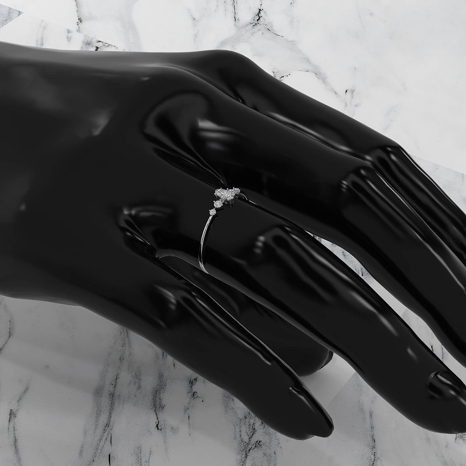 Petite Thin Minimalist 5 Stone Oval Round Lab Diamond Fashion Ring 0.17ctw.