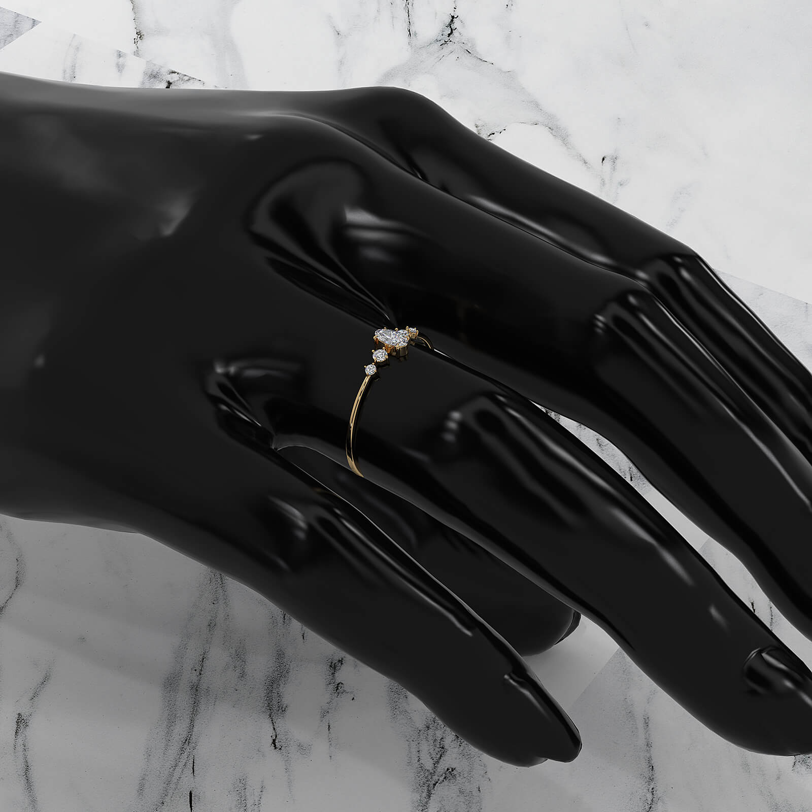 Petite Thin Minimalist 5 Stone Oval Round Lab Diamond Fashion Ring 0.17ctw.