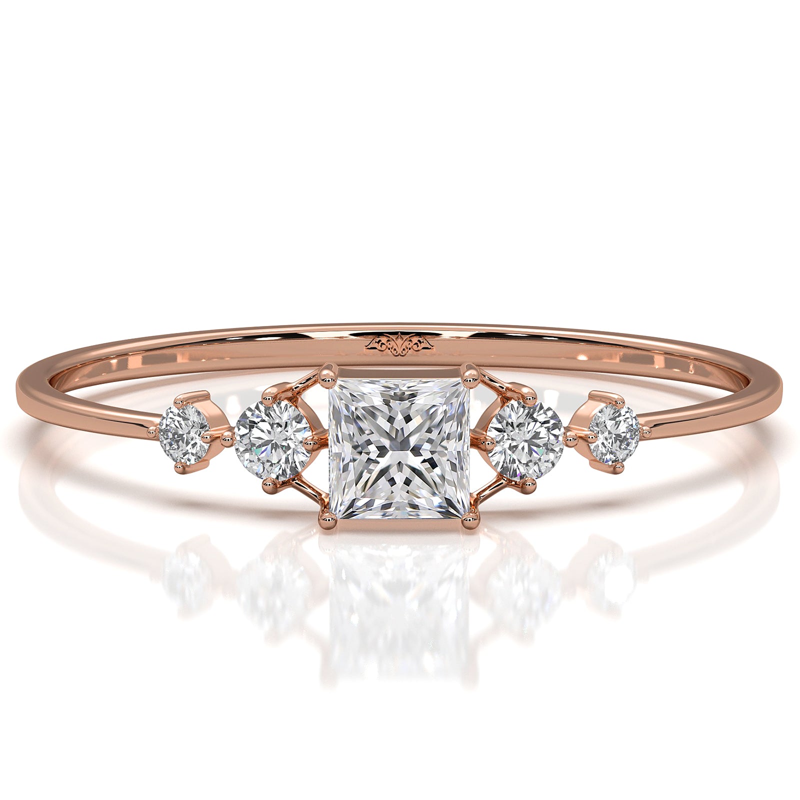 Stackable Petite 5 Stone Princess Round Lab Diamond Fashion Ring 0.23ctw.