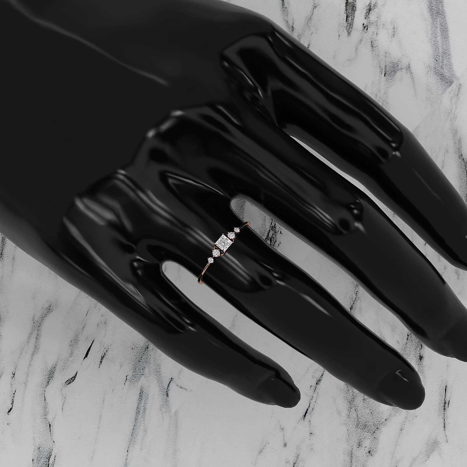 Stackable Petite 5 Stone Princess Round Lab Diamond Fashion Ring 0.23ctw.