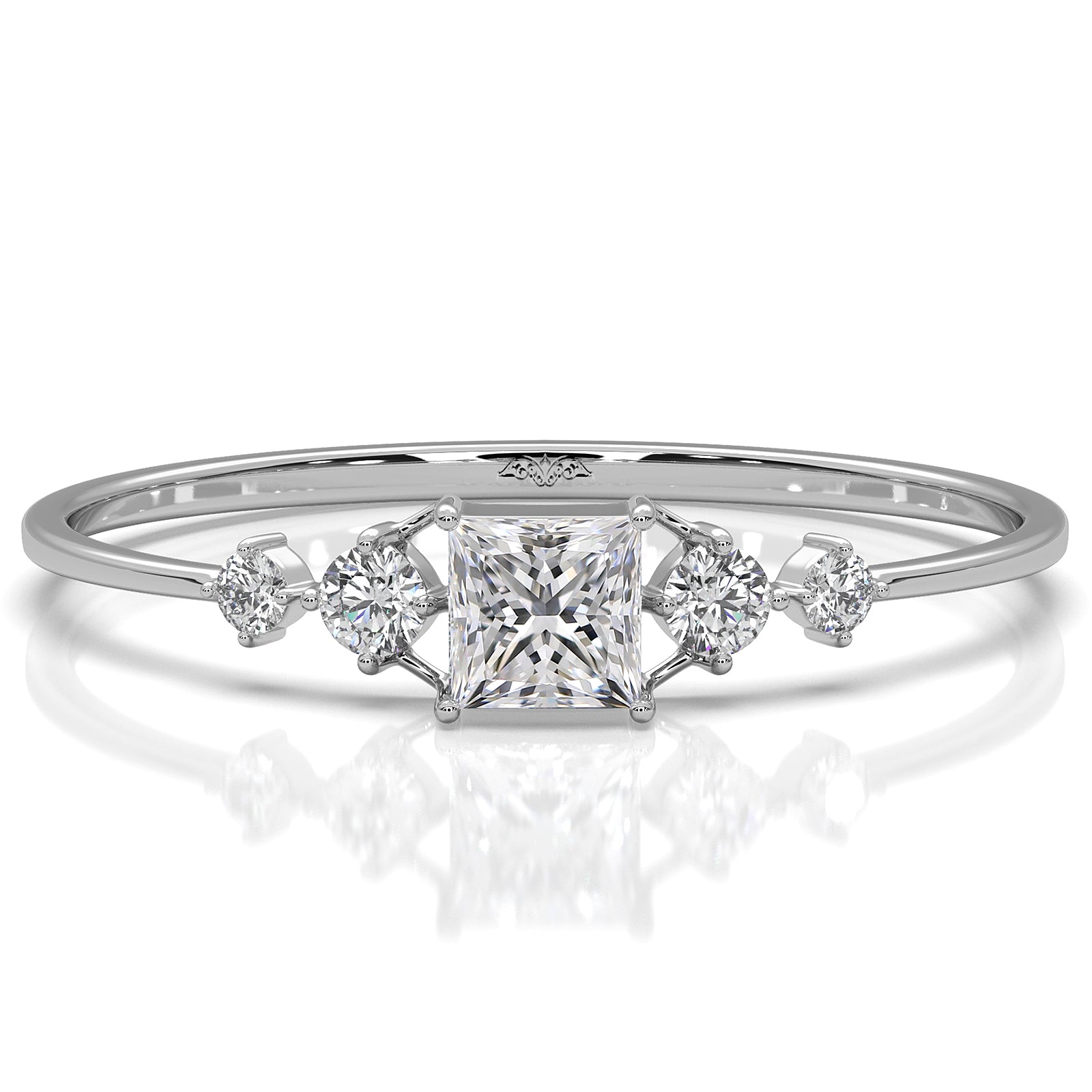 Stackable Petite 5 Stone Princess Round Lab Diamond Fashion Ring 0.23ctw.