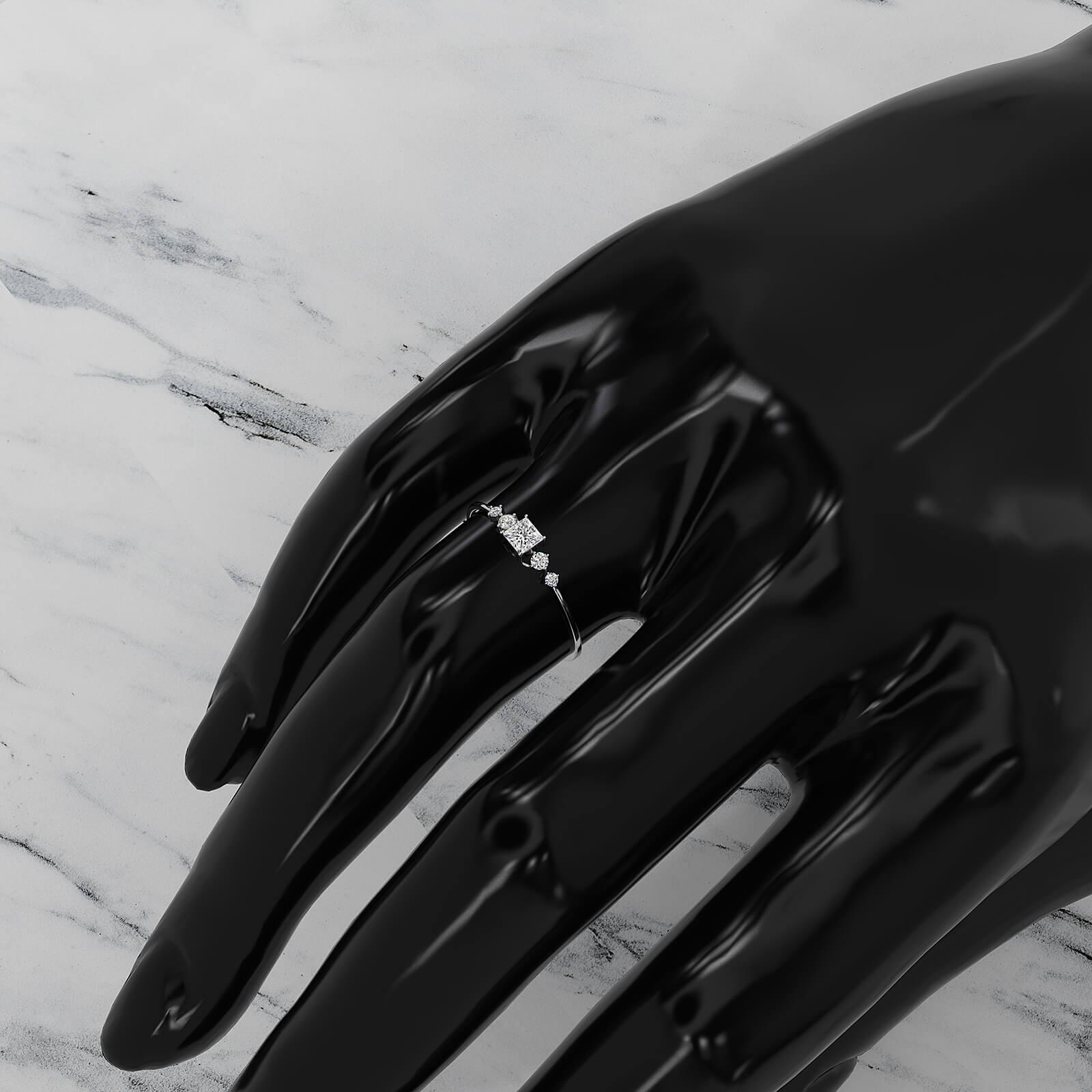 Stackable Petite 5 Stone Princess Round Lab Diamond Fashion Ring 0.23ctw.