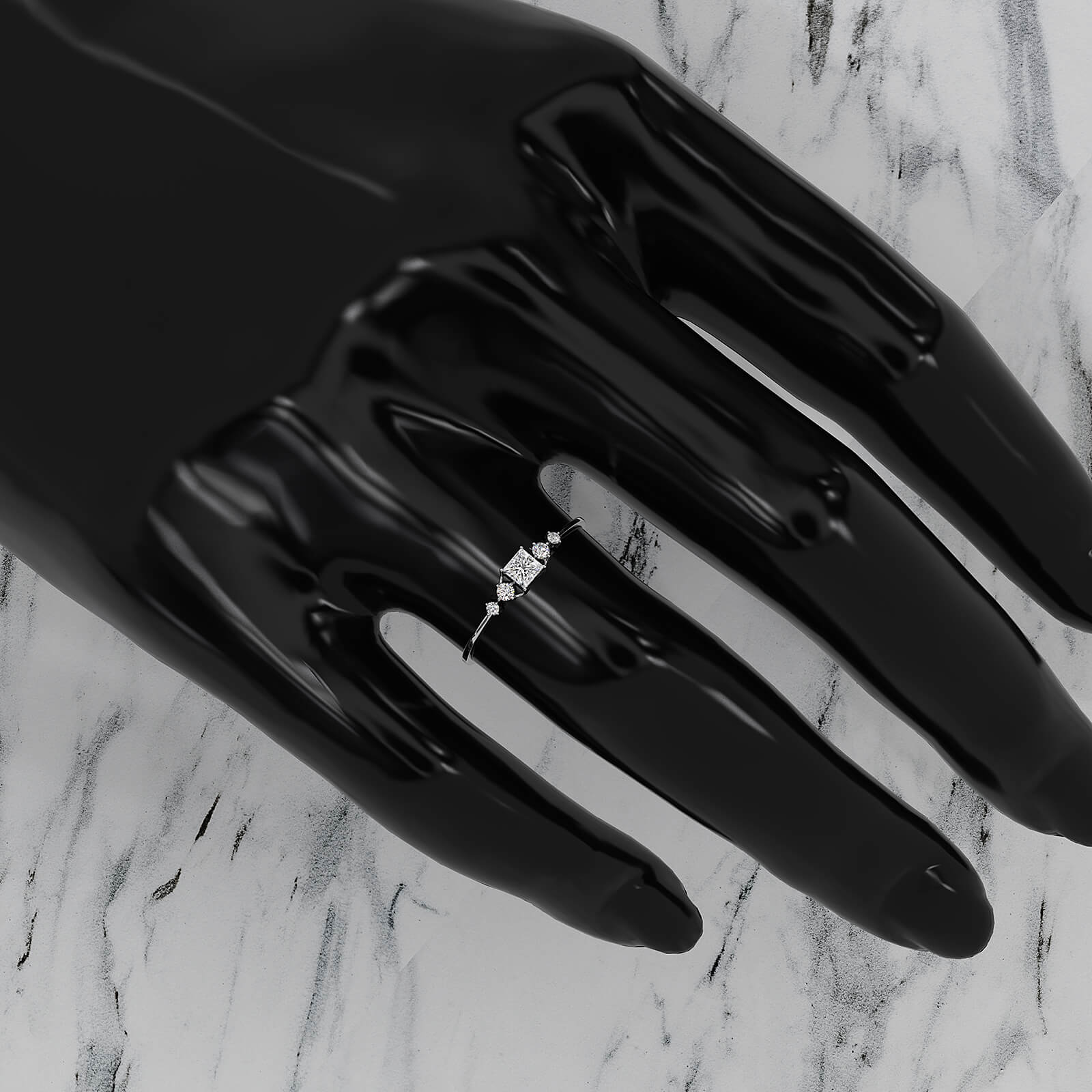 Stackable Petite 5 Stone Princess Round Lab Diamond Fashion Ring 0.23ctw.