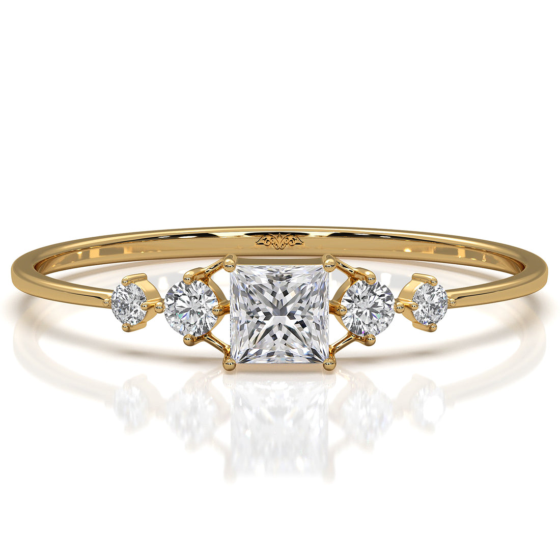 Stackable Petite 5 Stone Princess Round Lab Diamond Fashion Ring 0.23ctw.