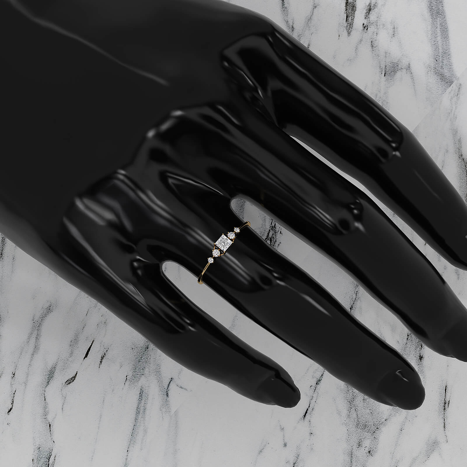 Stackable Petite 5 Stone Princess Round Lab Diamond Fashion Ring 0.23ctw.