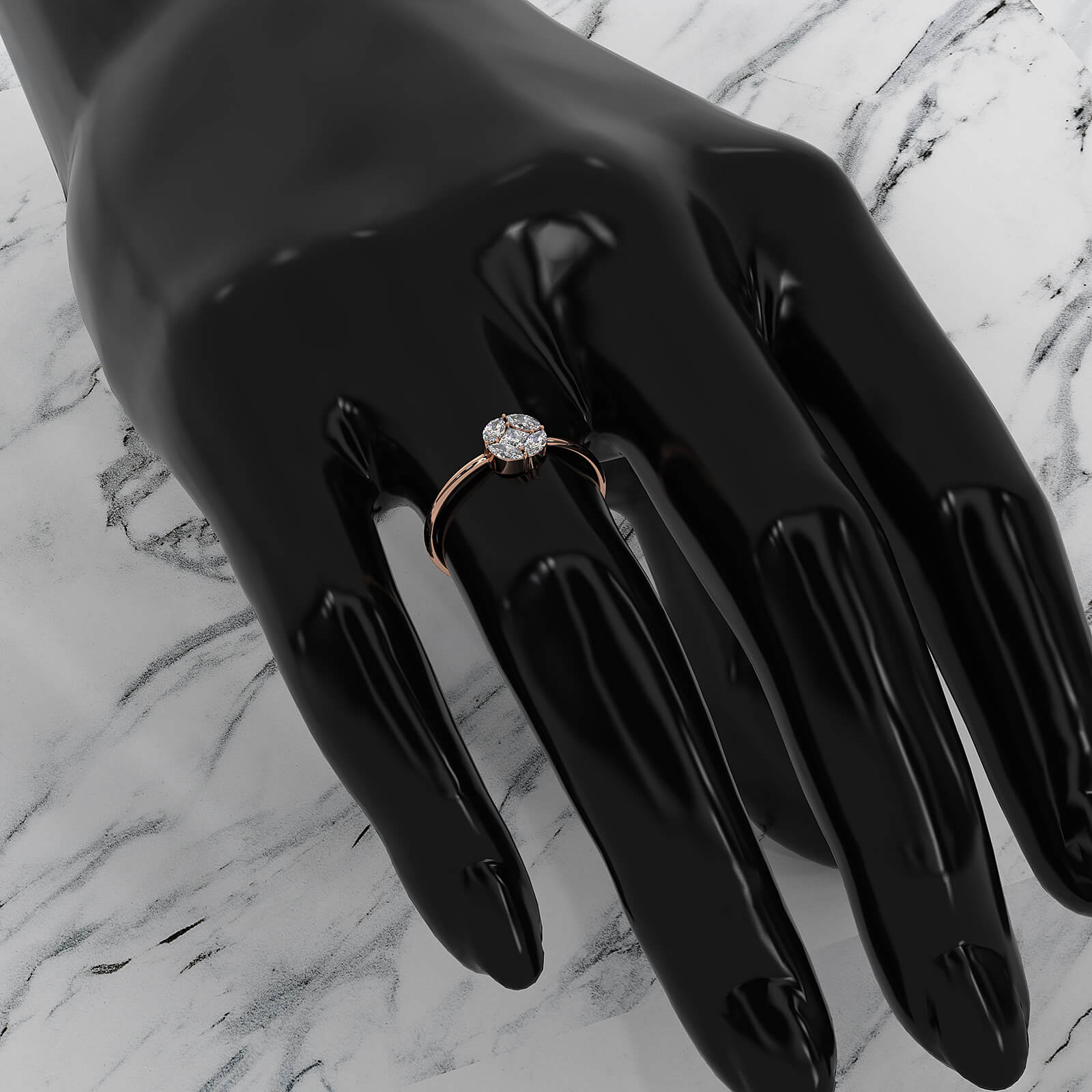 Minimalist Princess Marquise Fashionable Lab Diamond Ring 0.31ctw.