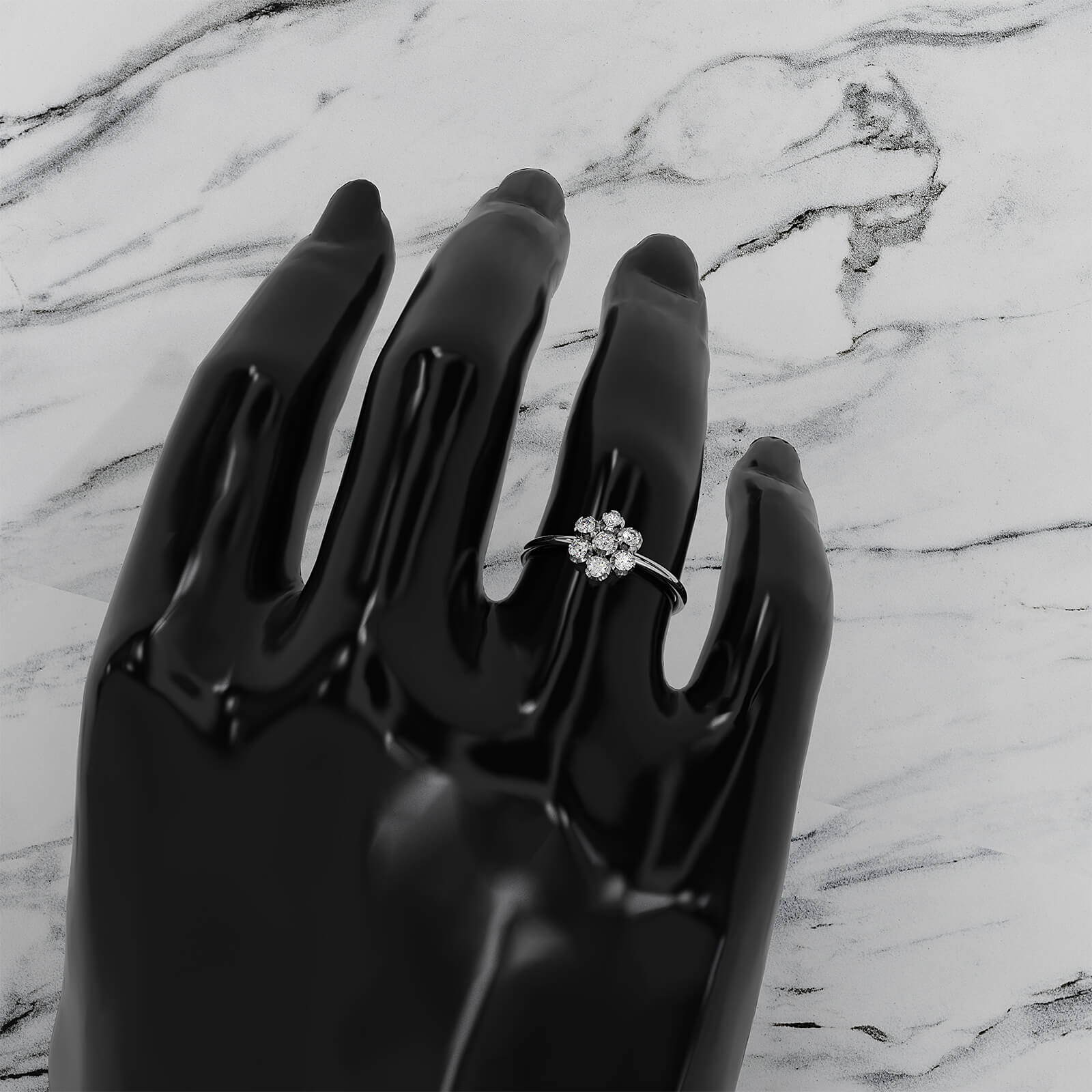 Flower Cluster Minimalist Bezel Round Lab Diamond Fashion Ring 0.21ctw.