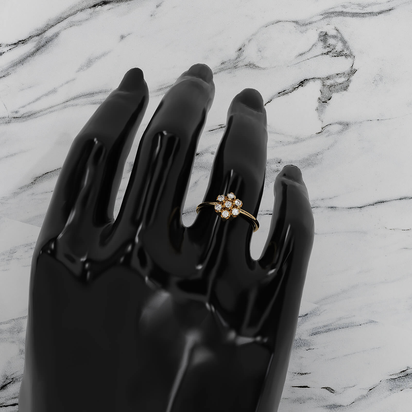 Flower Cluster Minimalist Bezel Round Lab Diamond Fashion Ring 0.21ctw.