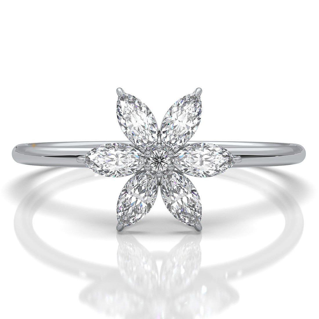 Flower Cluster Basket Minimalist Round Lab Diamond Fashion Ring 0.32ctw.