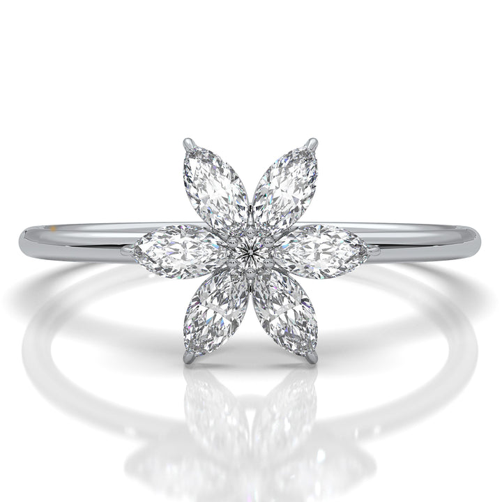 Flower Cluster Basket Minimalist Round Lab Diamond Fashion Ring 0.32ctw.