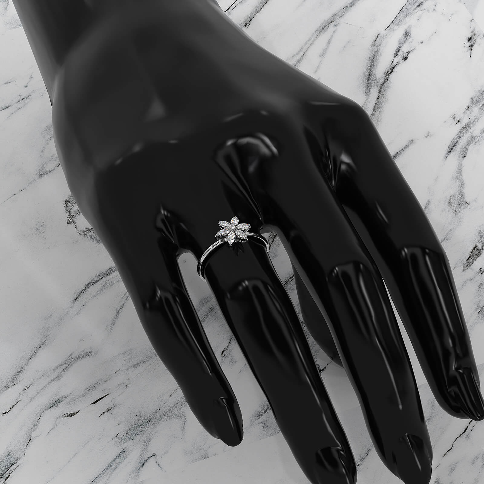 Flower Cluster Basket Minimalist Round Lab Diamond Fashion Ring 0.32ctw.