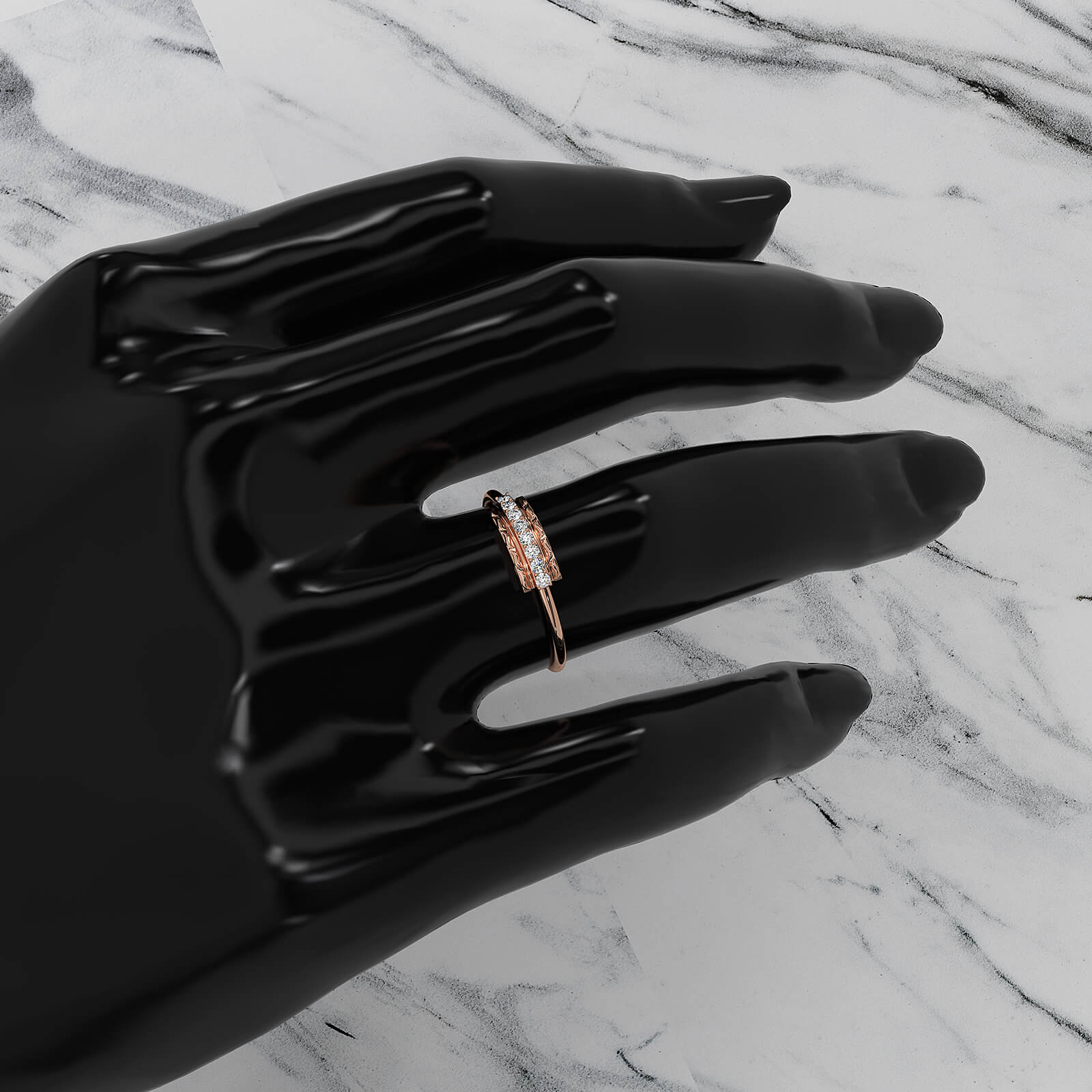 Stackable Pave Set Round Lab Diamond Anniversary Ring 0.08ctw.