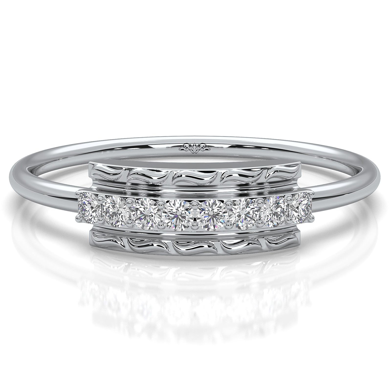 Stackable Pave Set Round Lab Diamond Anniversary Ring 0.08ctw.