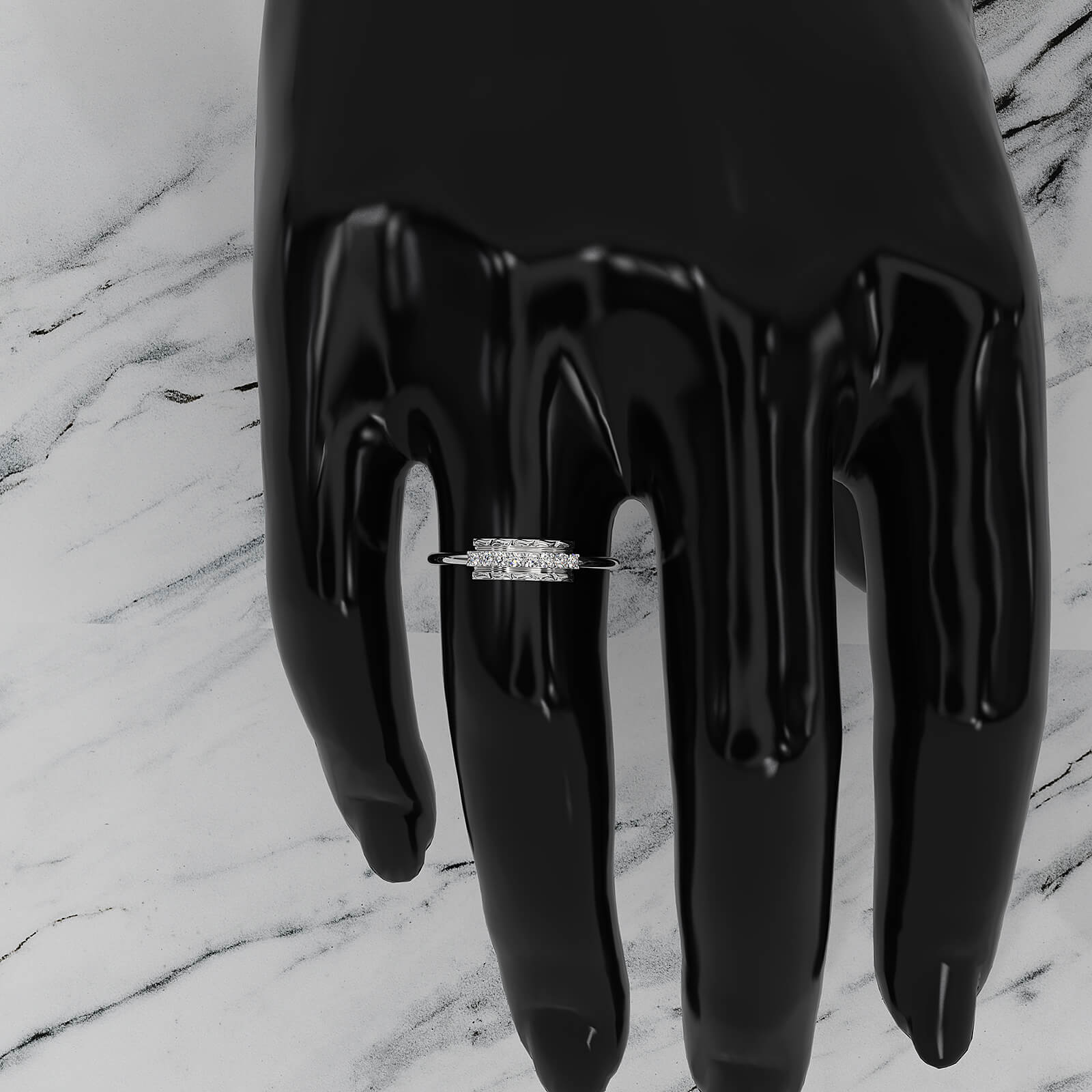 Stackable Pave Set Round Lab Diamond Anniversary Ring 0.08ctw.