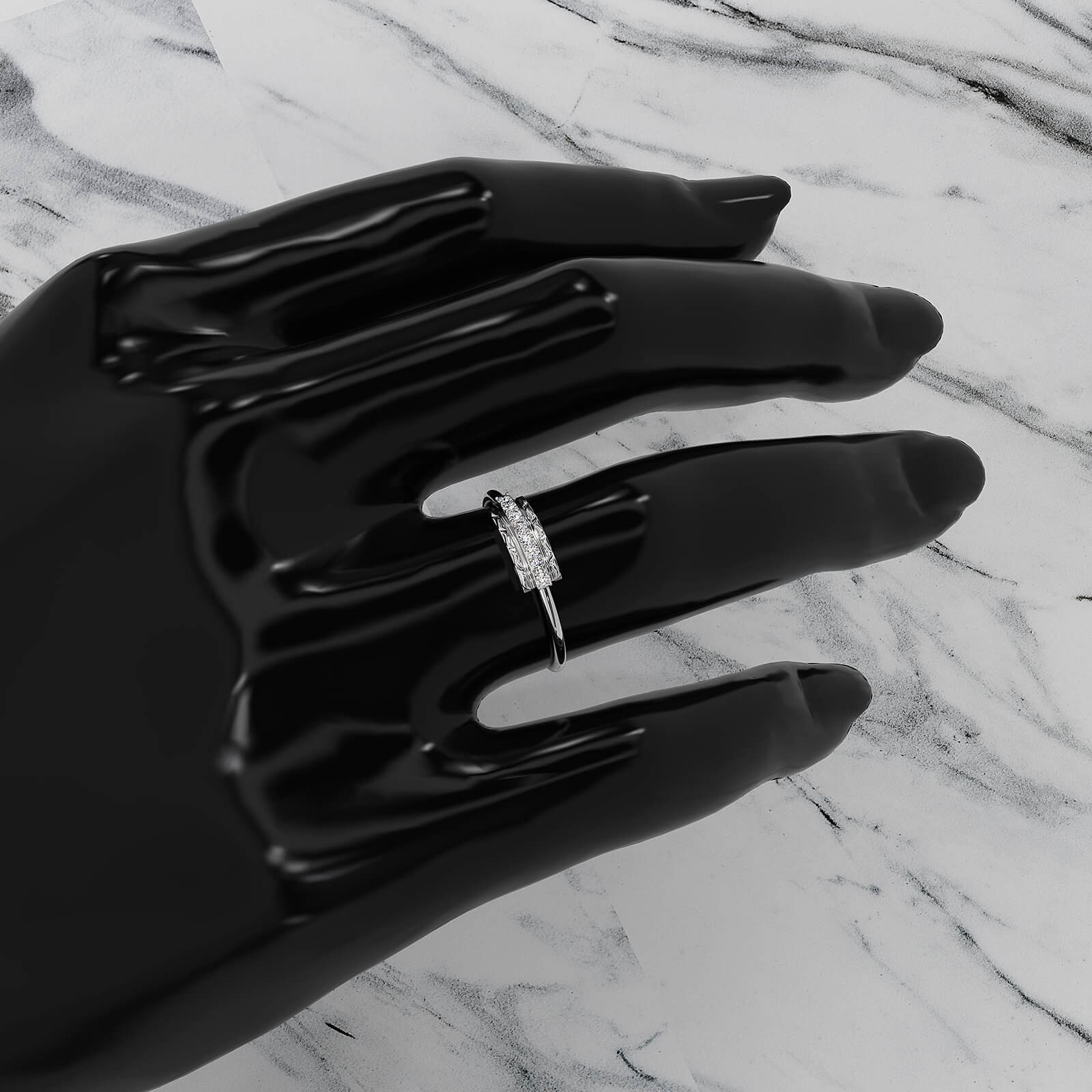 Stackable Pave Set Round Lab Diamond Anniversary Ring 0.08ctw.