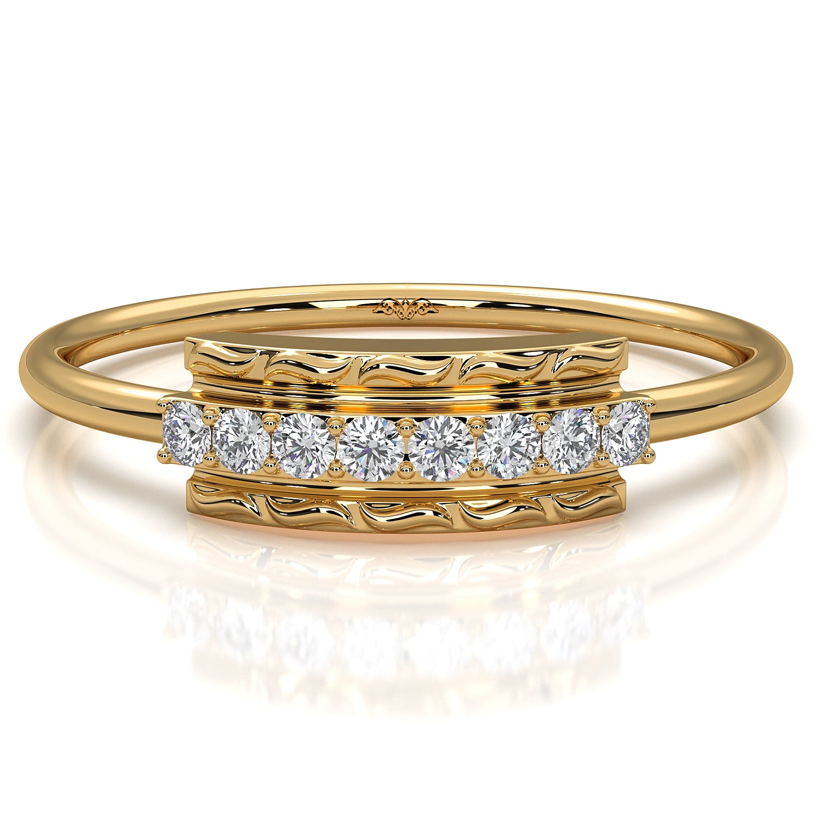 Stackable Pave Set Round Lab Diamond Anniversary Ring 0.08ctw.