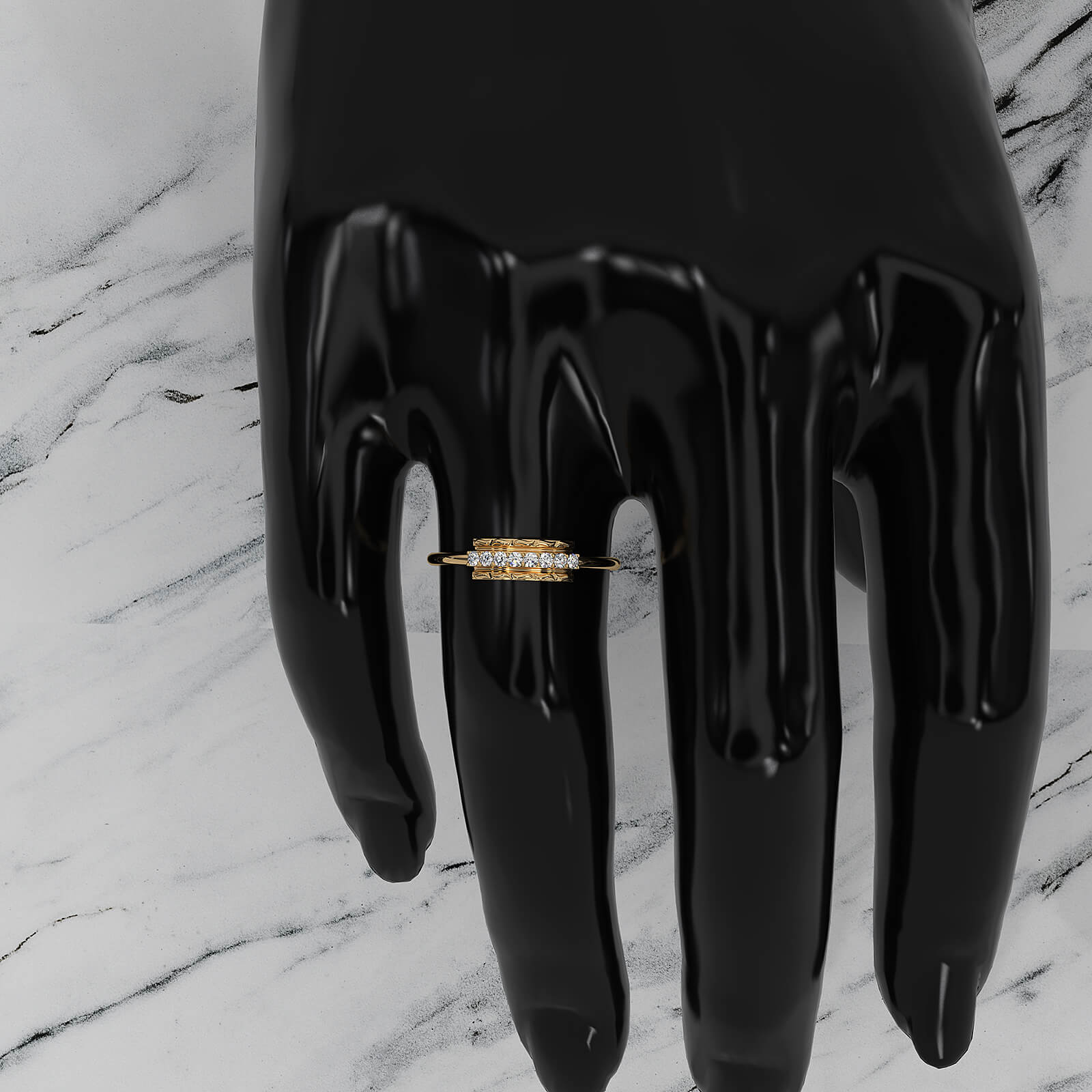 Stackable Pave Set Round Lab Diamond Anniversary Ring 0.08ctw.