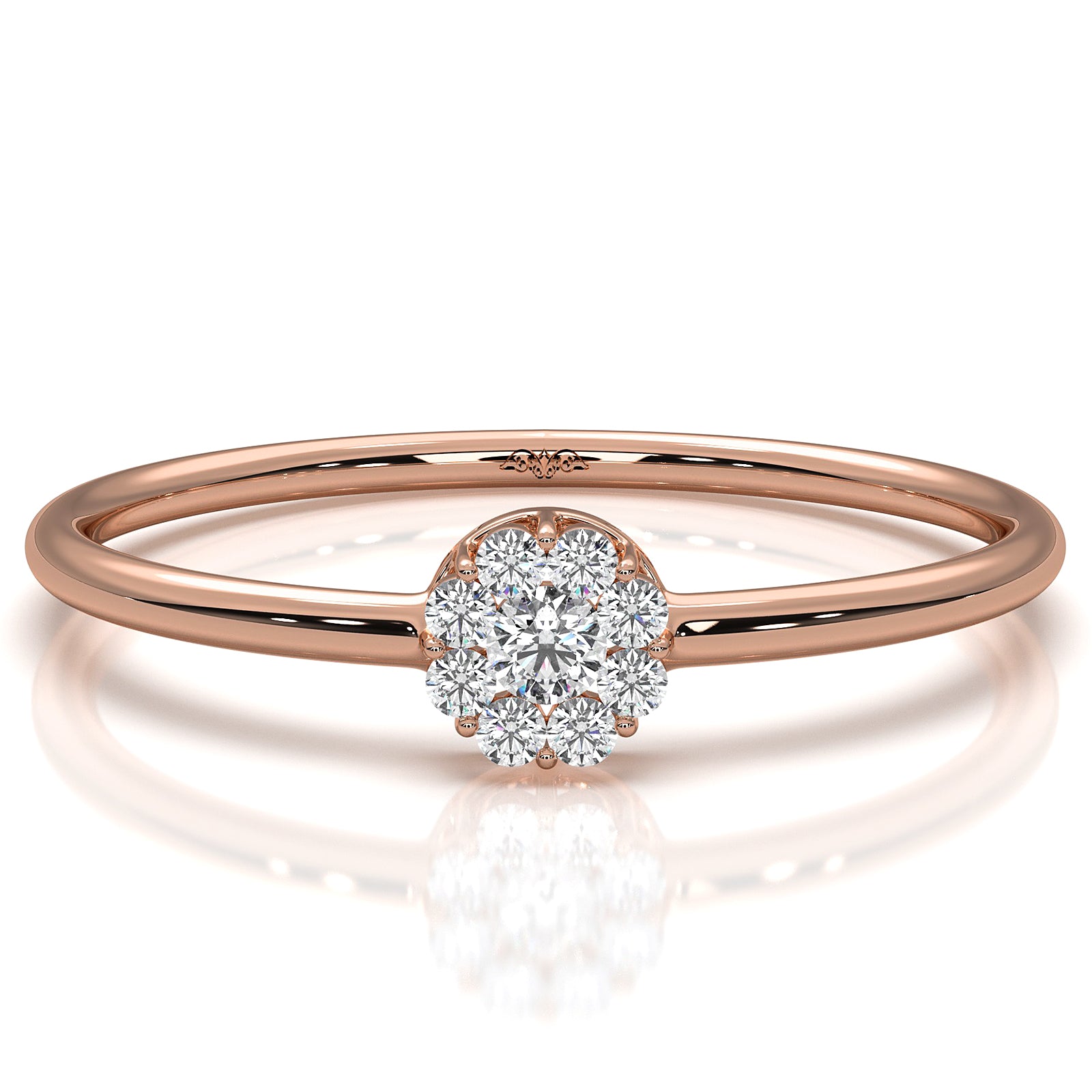 Minimalist Petite Halo Round Lab Diamond Fashion Ring 0.08ctw.