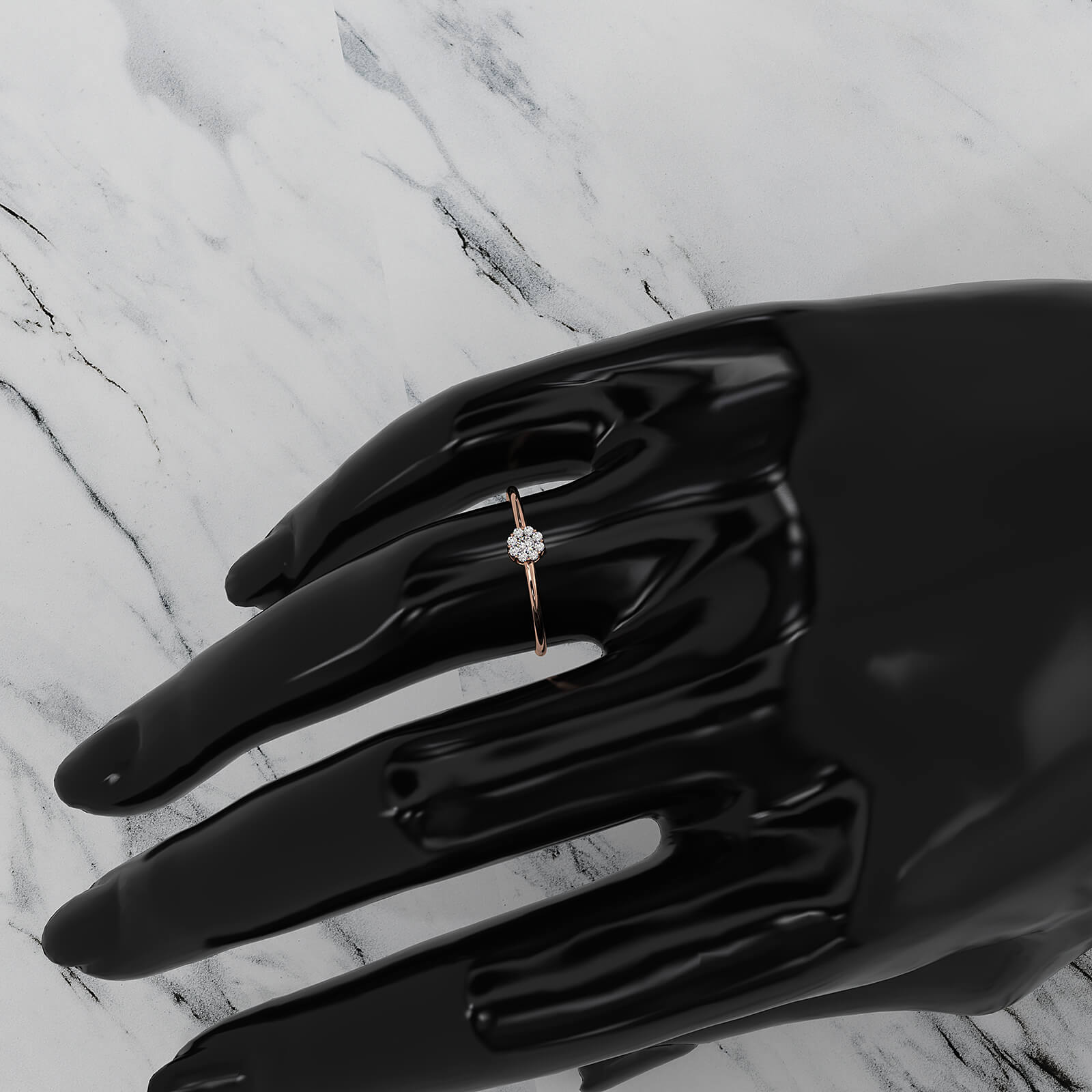 Minimalist Petite Halo Round Lab Diamond Fashion Ring 0.08ctw.